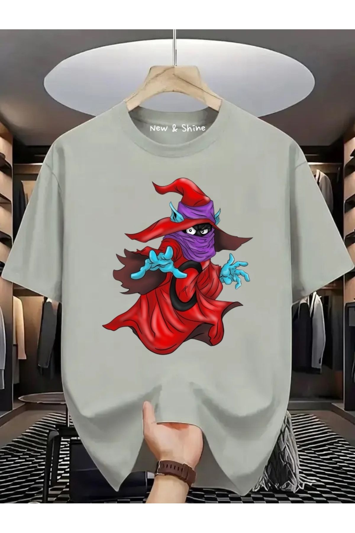 New Shine Kanvas Büyücü Baskılı Oversize T-Shirt