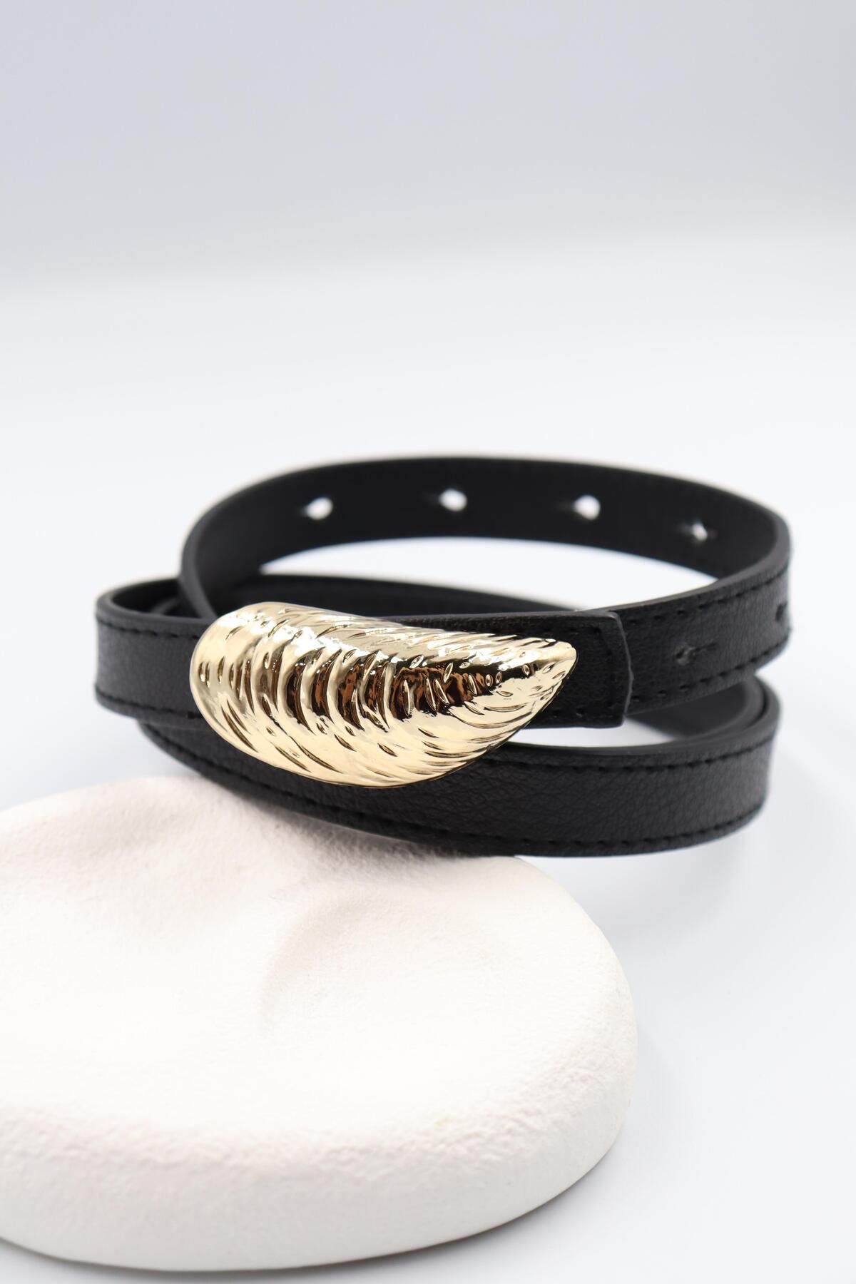 BY CANSU ACCESSORİES Lunvero Deri Kemer Siyah