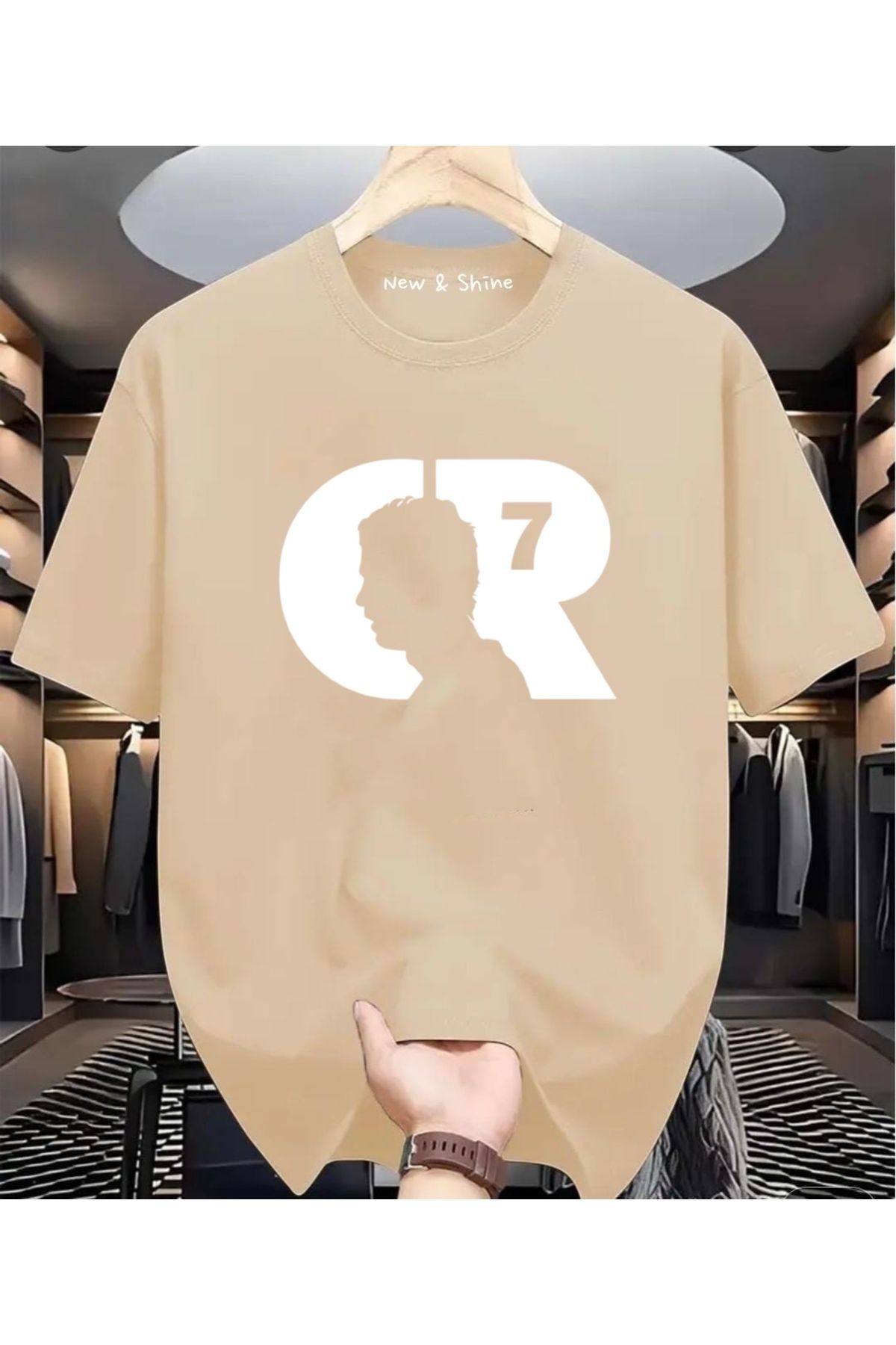 New Shine CR BEYAZ Baskılı Oversize T-Shirt