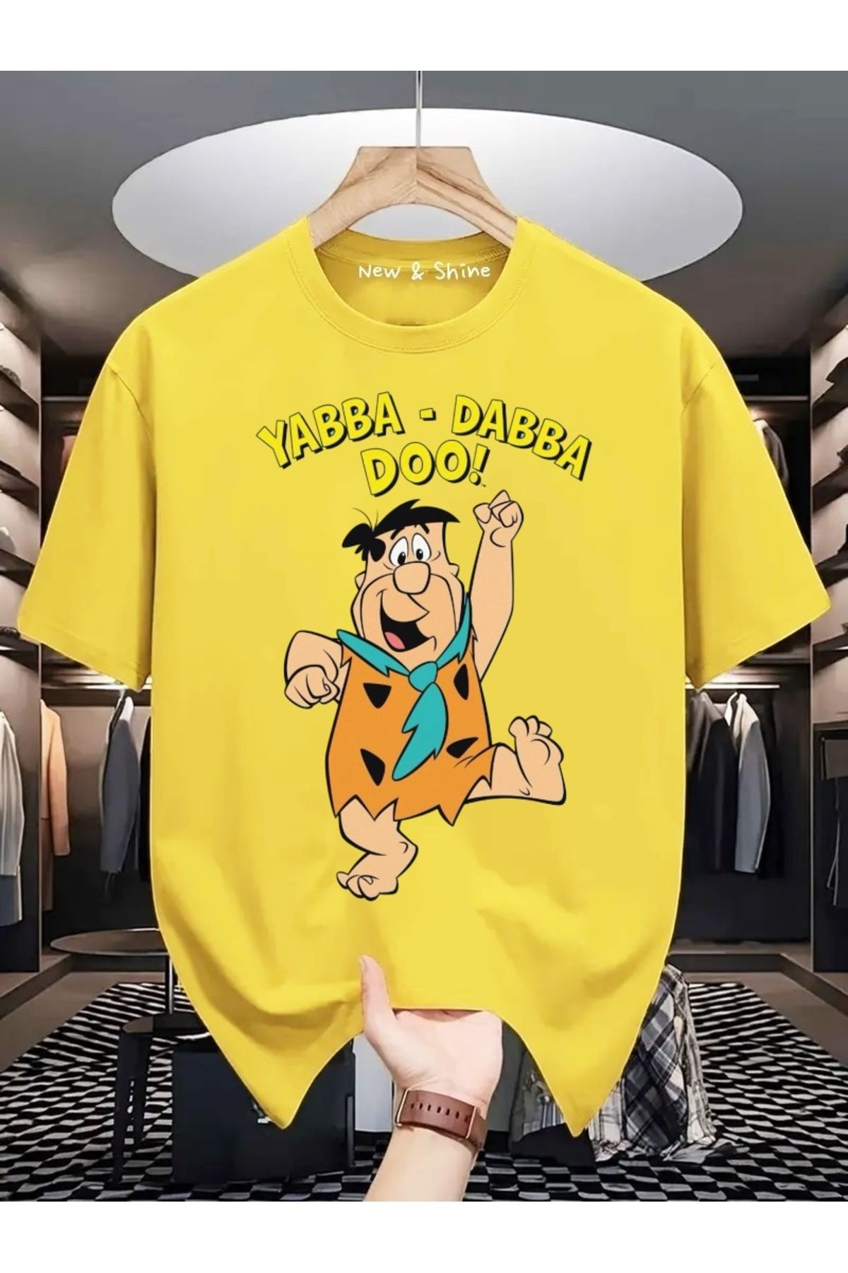 New Shine Yabba Dabba Doo Baskılı Oversize T-Shirt