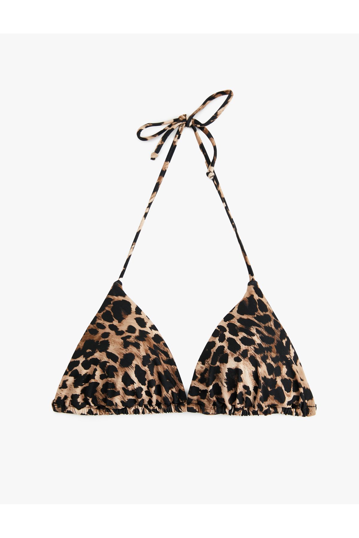 Koton Boyundan Bağlamalı İpli Leopar Desenli Üçgen Bikini Üstü