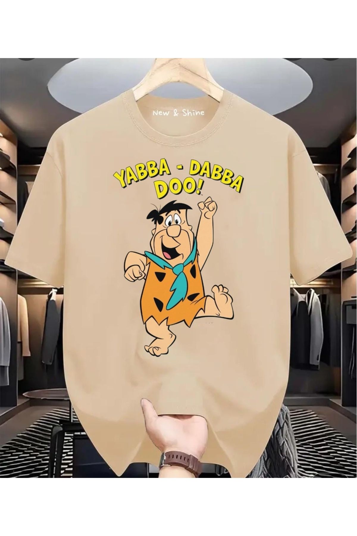 New Shine Yabba Dabba Doo Baskılı Oversize T-Shirt