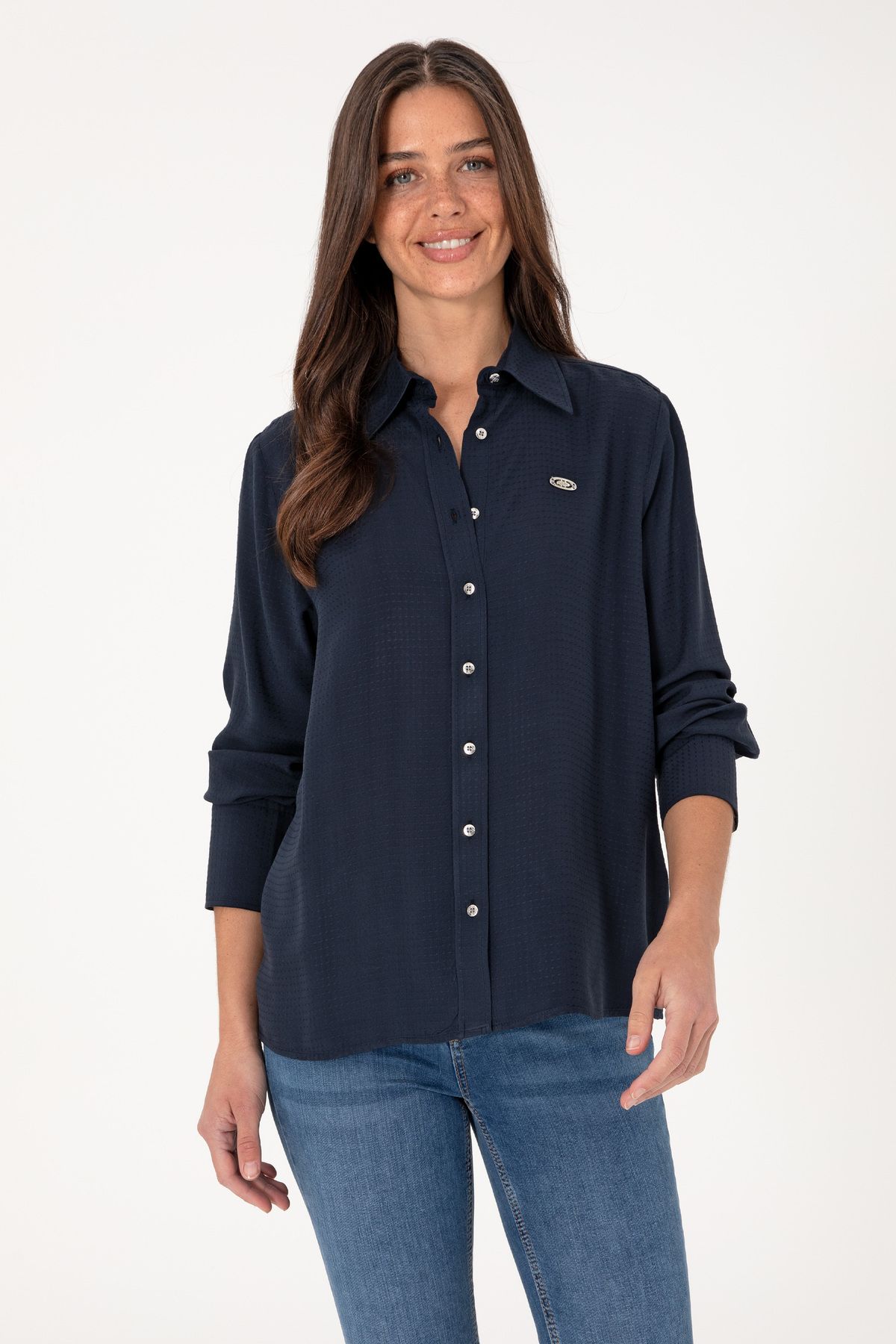 U.S. Polo Assn. Kadın Lacivert Uzun Kollu Gömlek 50299506-VR033