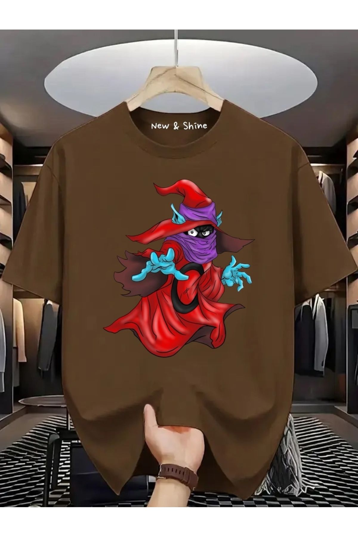 New Shine Kanvas Büyücü Baskılı Oversize T-Shirt