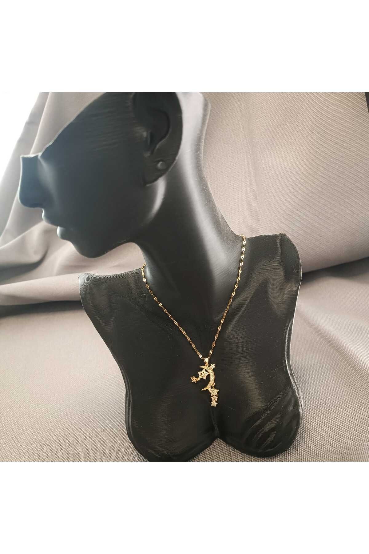 Masal Gurumi AYYILDIZ / KUYRUKLU YILDIZ KOLYE 316L ÇELİK GOLD RENK