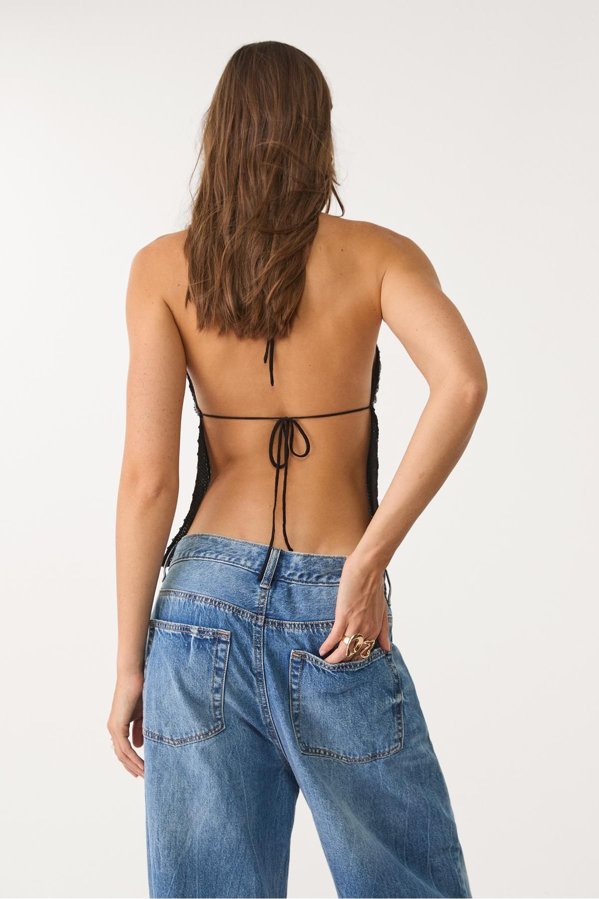 Stradivarius-Sequinned halter neck top 4