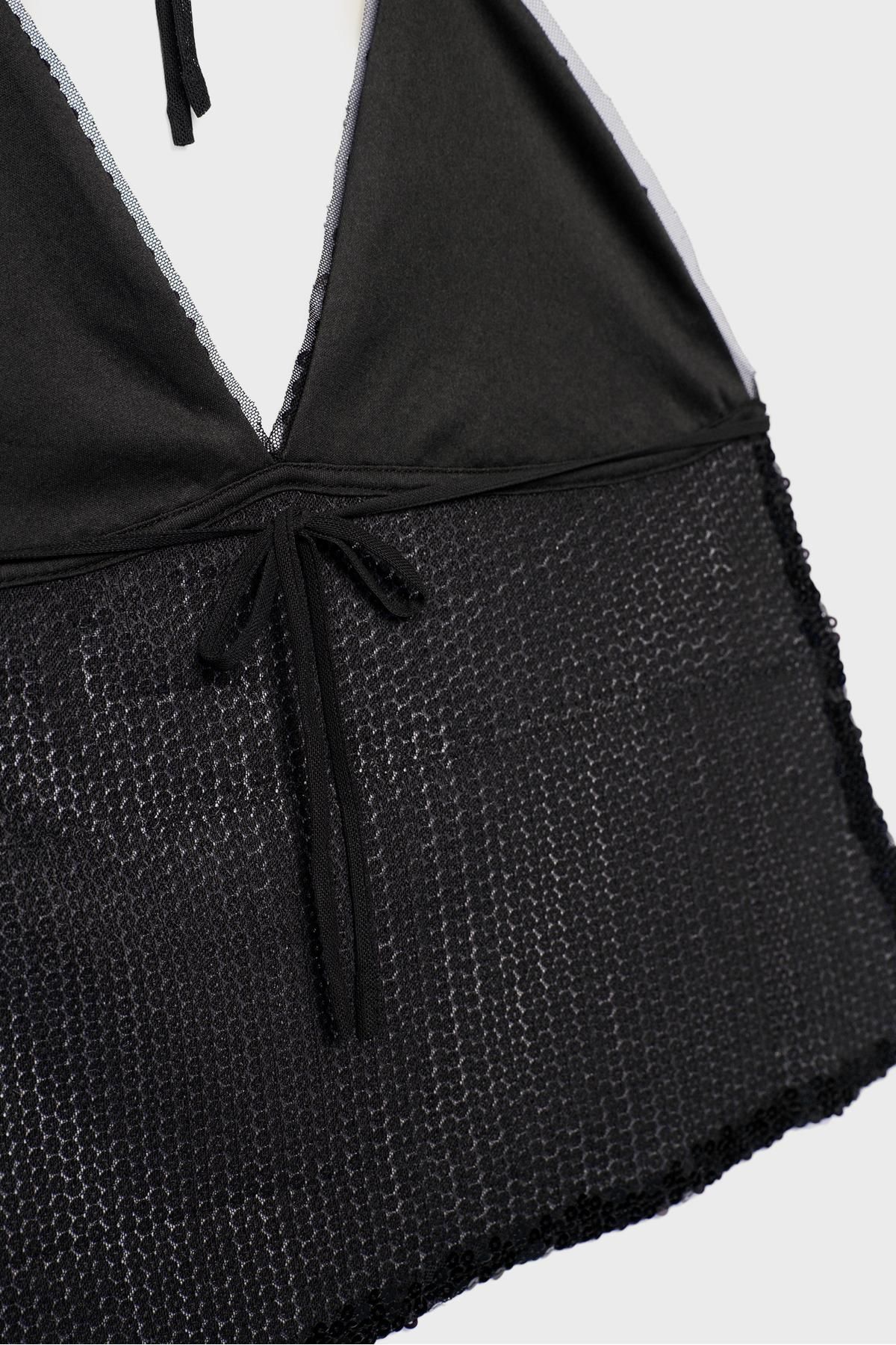 Stradivarius-Sequinned halter neck top 7