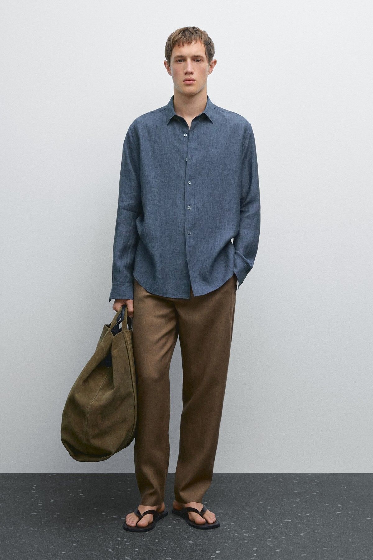Massimo Dutti %100 keten regular fit gömlek
