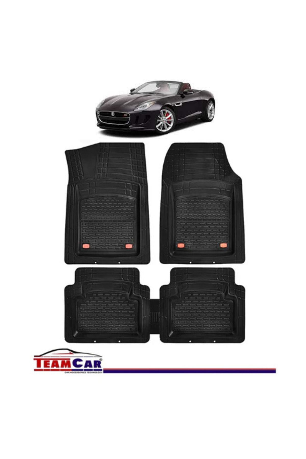 TEAMCAR Covorașe Auto Tip Tavă Compatibile Cu Jaguar F-type I (2013), Negre, Material Durabil - One Size