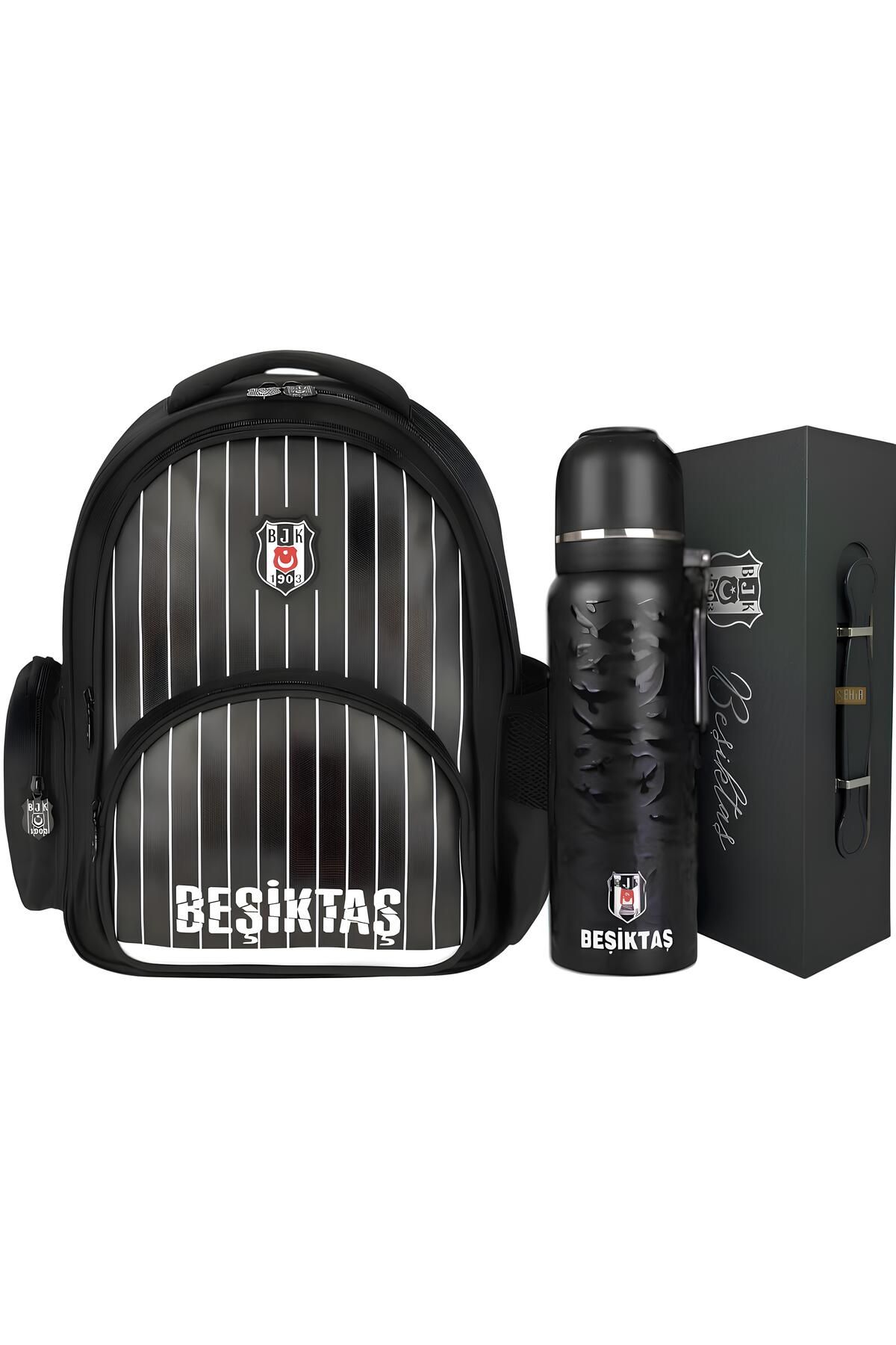 Beşiktaş Beşiktaş Okul Sırt Çantası , Beşiktaş Lisanslı Kutulu Termos Matara Premium Set