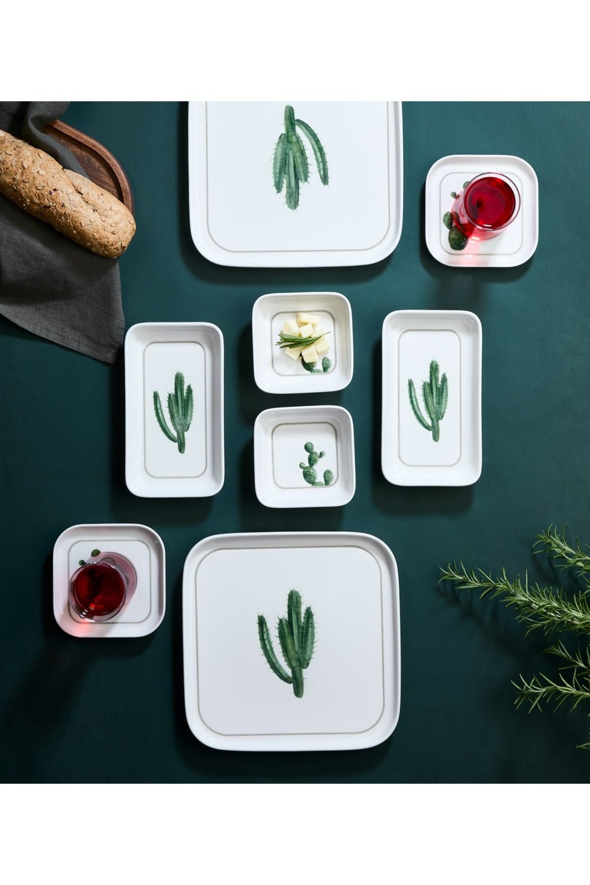 MEA CONCEPT CACTUS 26 PARÇA BONE KARE PORSELEN KAHVALTI TAKIMI BEYAZ