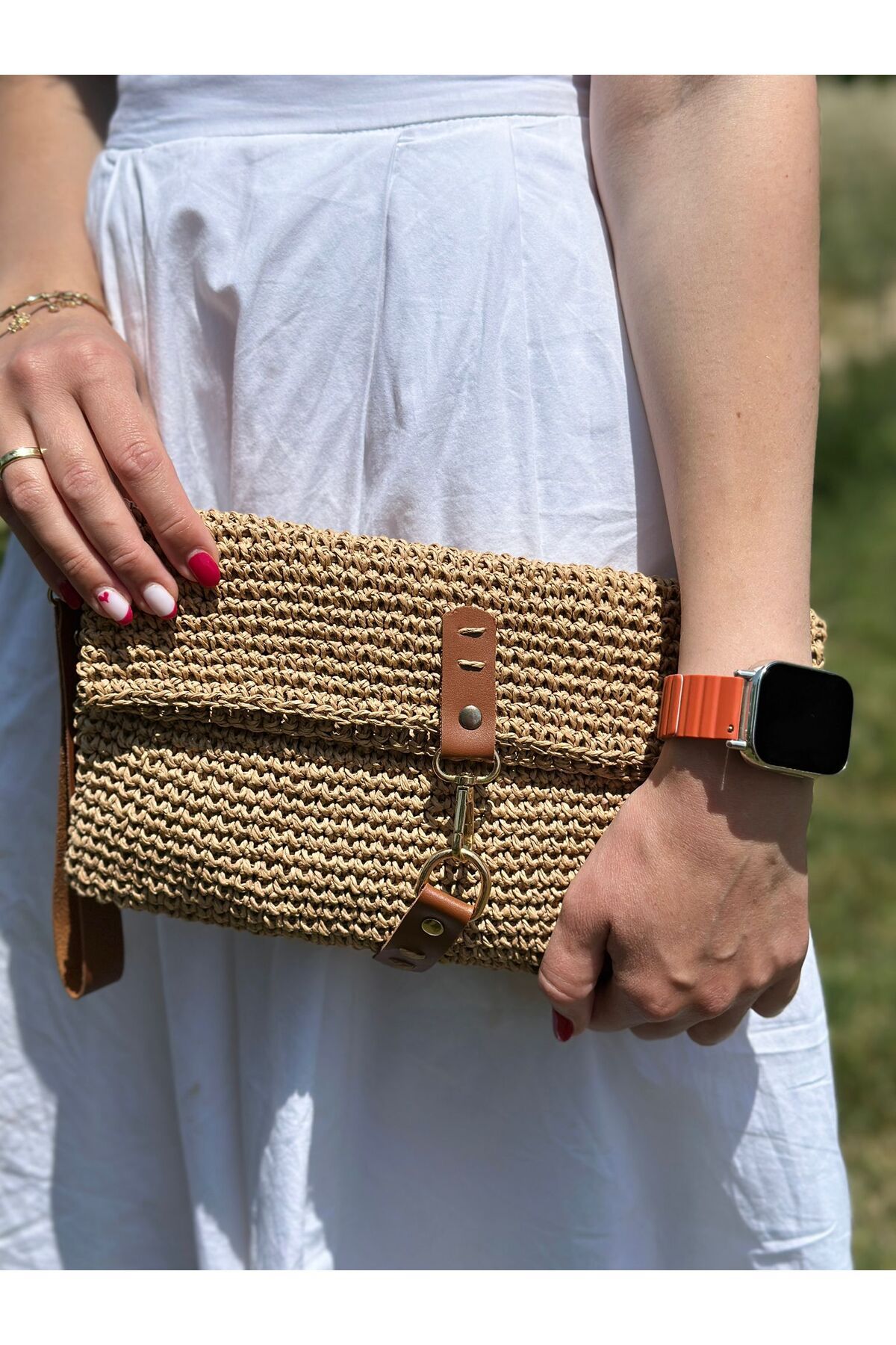 MODA Kağıt ip clutch çanta