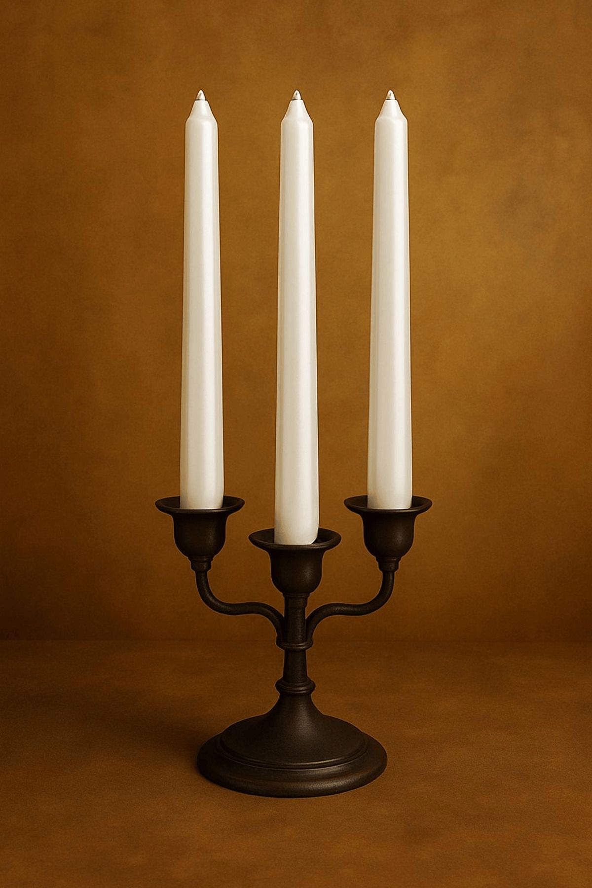 VINTAGE CANDLES Vintage Dekoratif Metalik Parlak Üçlü Şamdan Mum