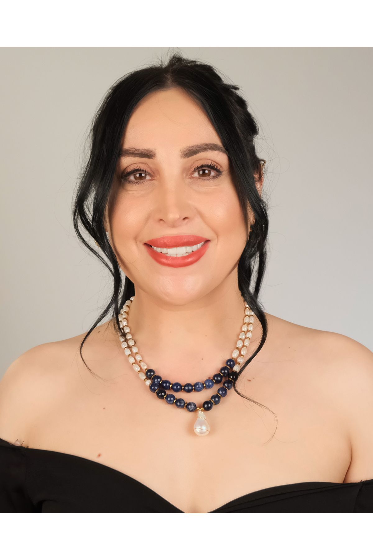 polimooi Lapis & İnci Barok Kolye