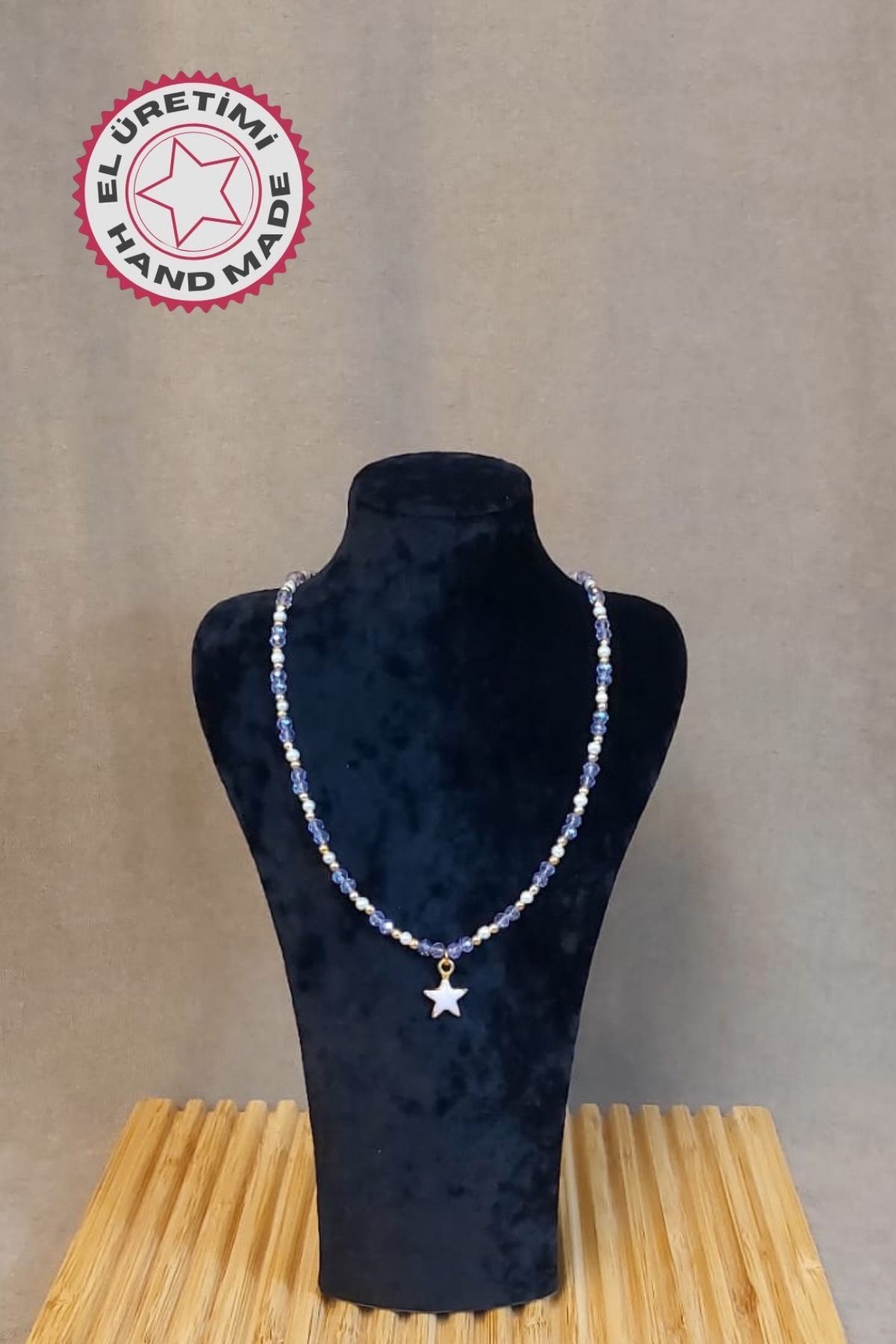 Uretti - Özlem 9422 1038 Lila Yıldız Ve Lila Kristal Boncuk Detaylı Kolye