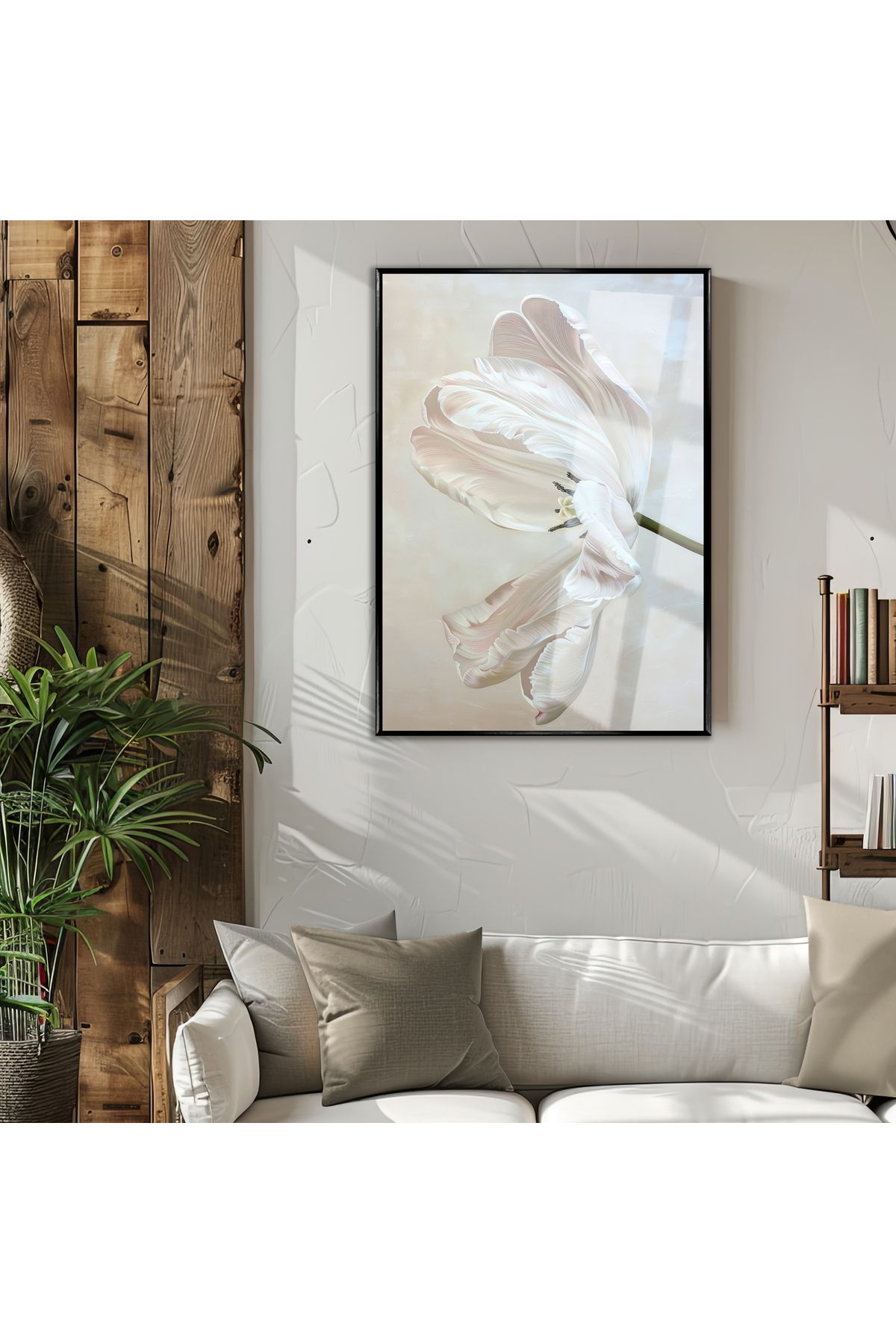 Harikabirev HARİKABİREV|GARDENIA ÇİÇEK MODELİ(DIGITAL OIL PAINT) |ÇERÇEVELİ TEMPERLİ CAM TABLO TEKLİ DİKEY