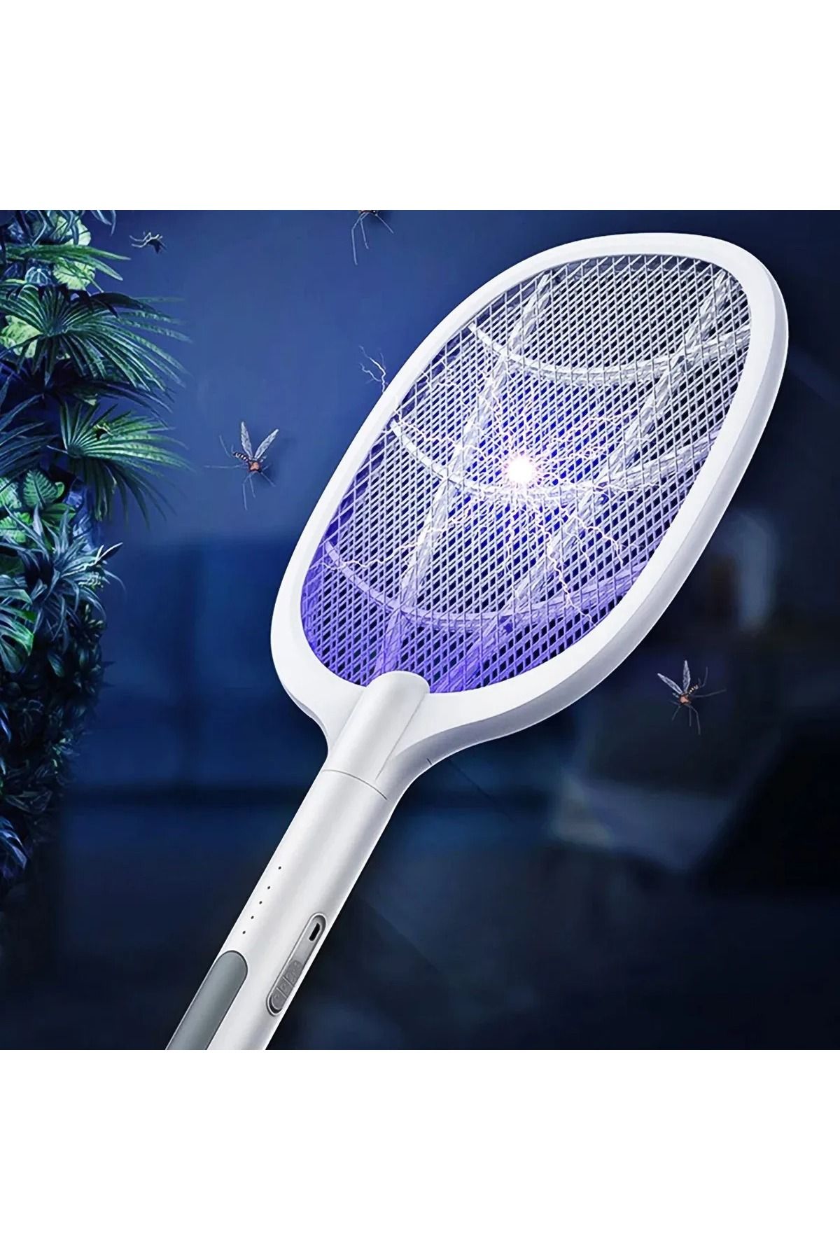 Coverzone Standlı Taşınabilir Sinek Öldürücü Mor Işık Tenis Raketi 27cm x 22cm Sinek Kovucu USB Şarjlı LTD618