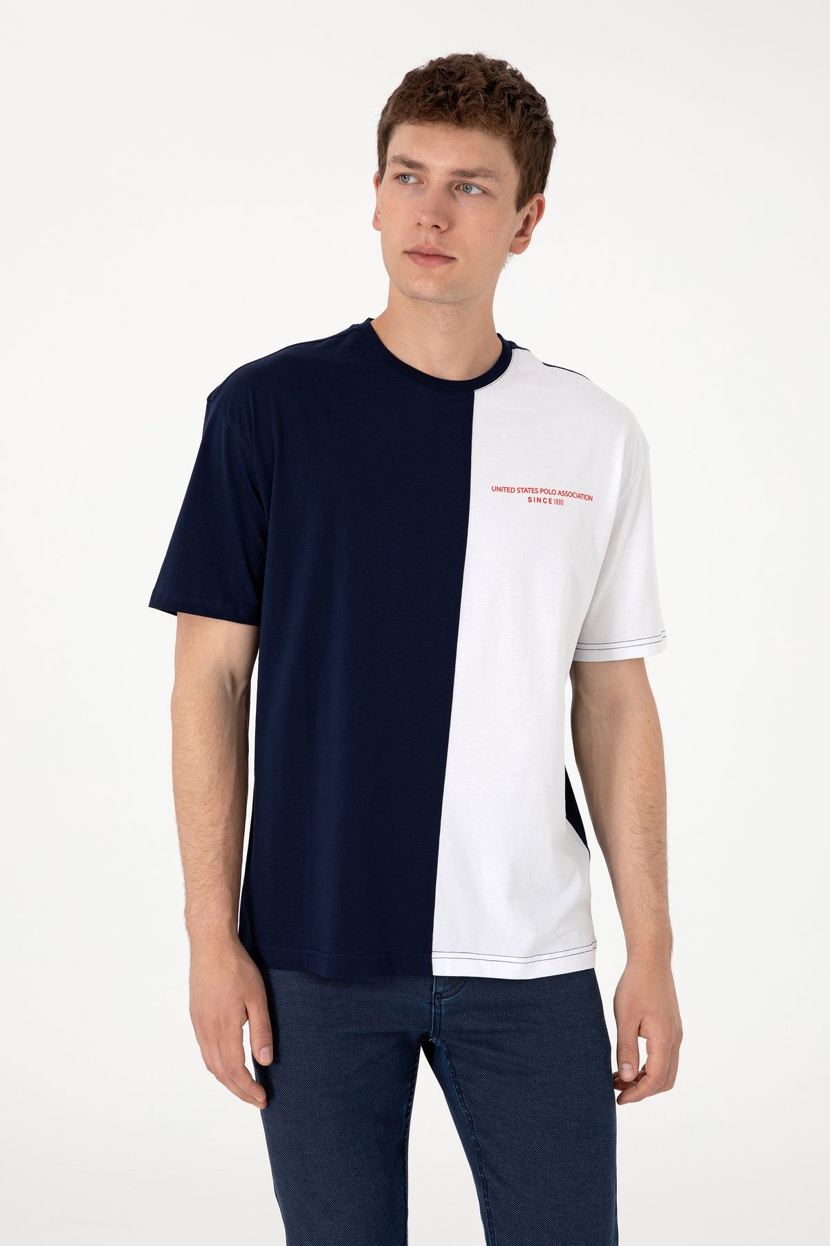 U.S. Polo Assn. Erkek Comfort Fit Bisiklet Yaka Lacivert Tişört 50306903-VR033