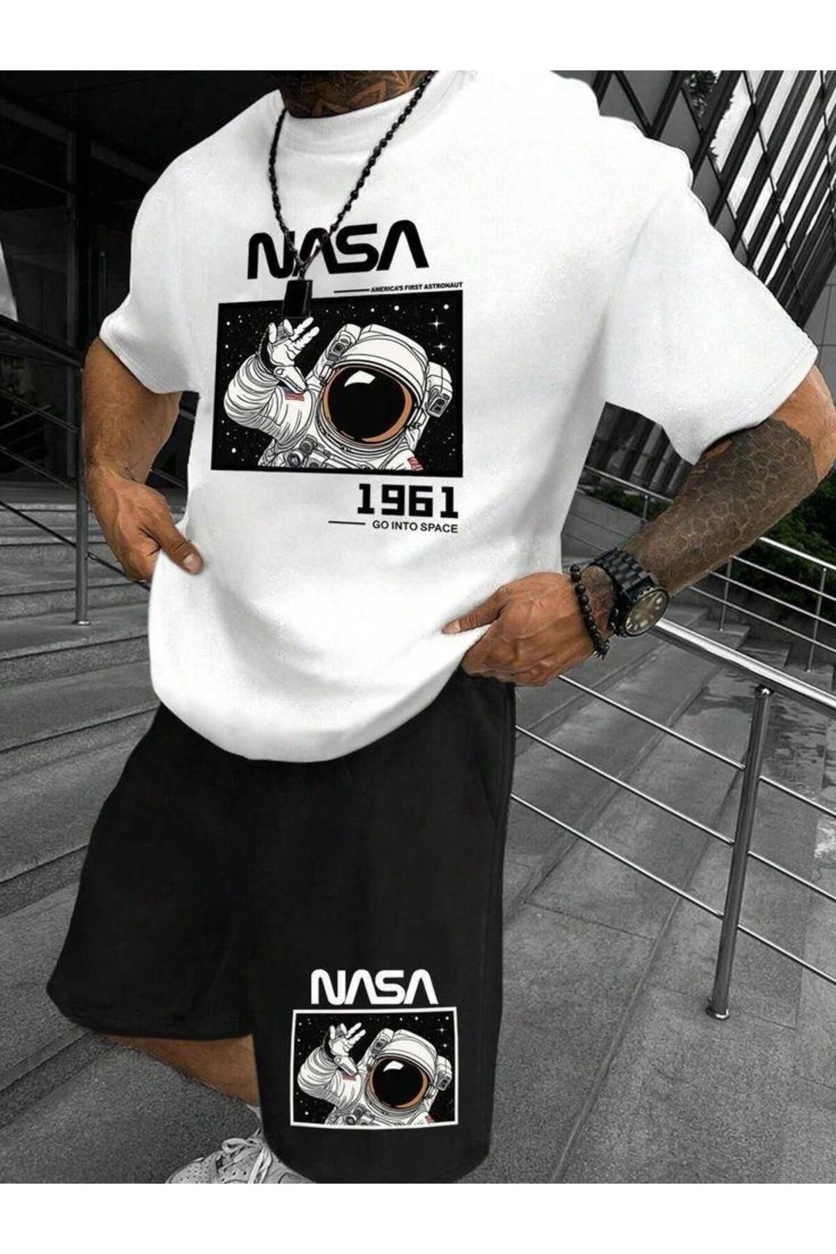 New Shine Nasa Baskılı Şort ve Tişört Takımı