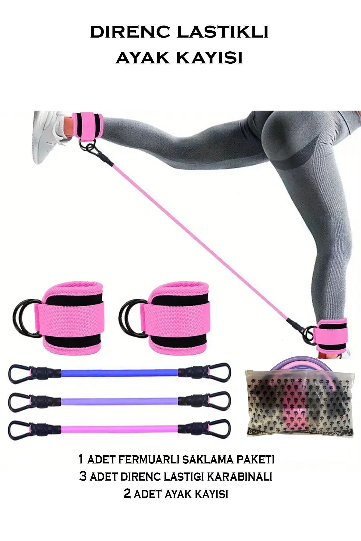 SerenityHaven 6'lı Direnç Lastiği Seti Pilates Seti Pilates Lastiği Kalça Egzersiz Seti Direnç Lastikli Ayak Kayı