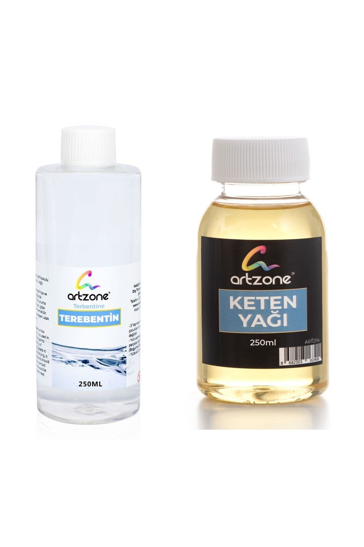 Artzone Yağlı Boya Yardımcı Malzemeler 2 x 250ml. Kokusuz Terebentin ve Keten Yağı