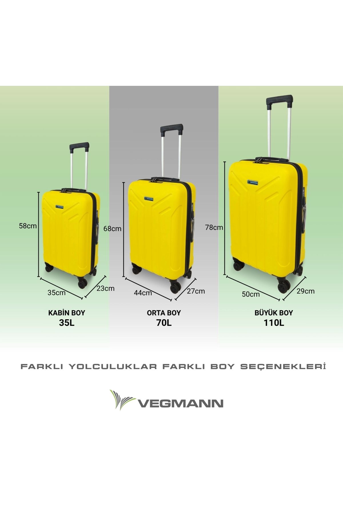 Vegmann Tartılı Scavel Sarı 3 lü Valiz Seti