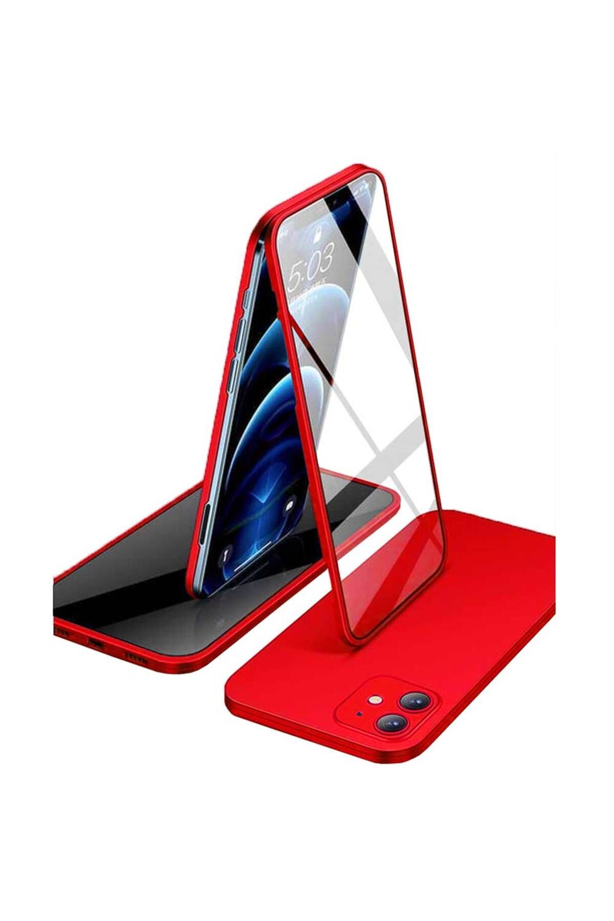 Smart Tech Apple iPhone 12 Uyumlu 360 Derece Tam Kaplayan Cam Kapak Kılıf