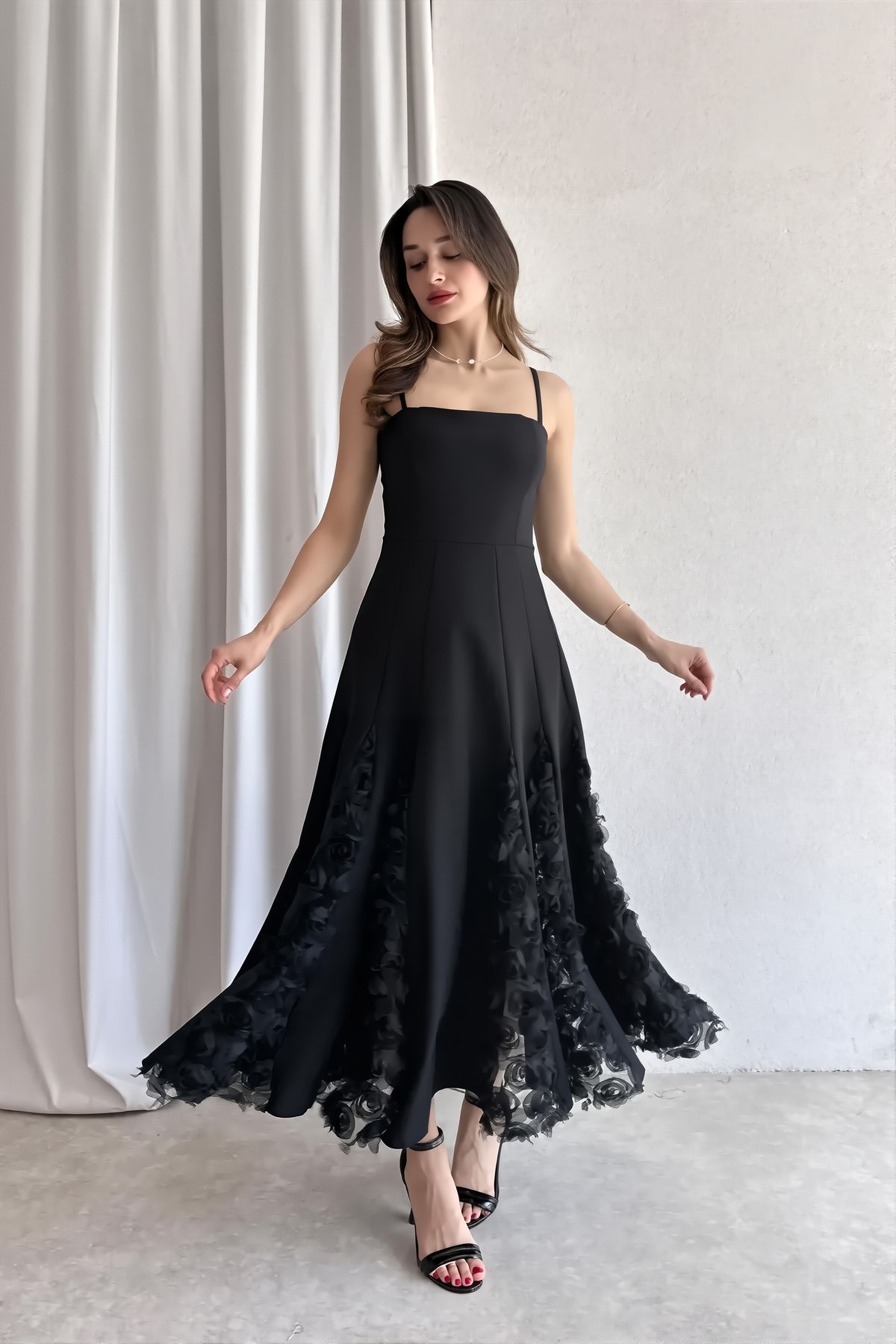 ALFUDO Moda Collection SASSAİ Danteli Midi Mezuniyet Abiye Elbisesi