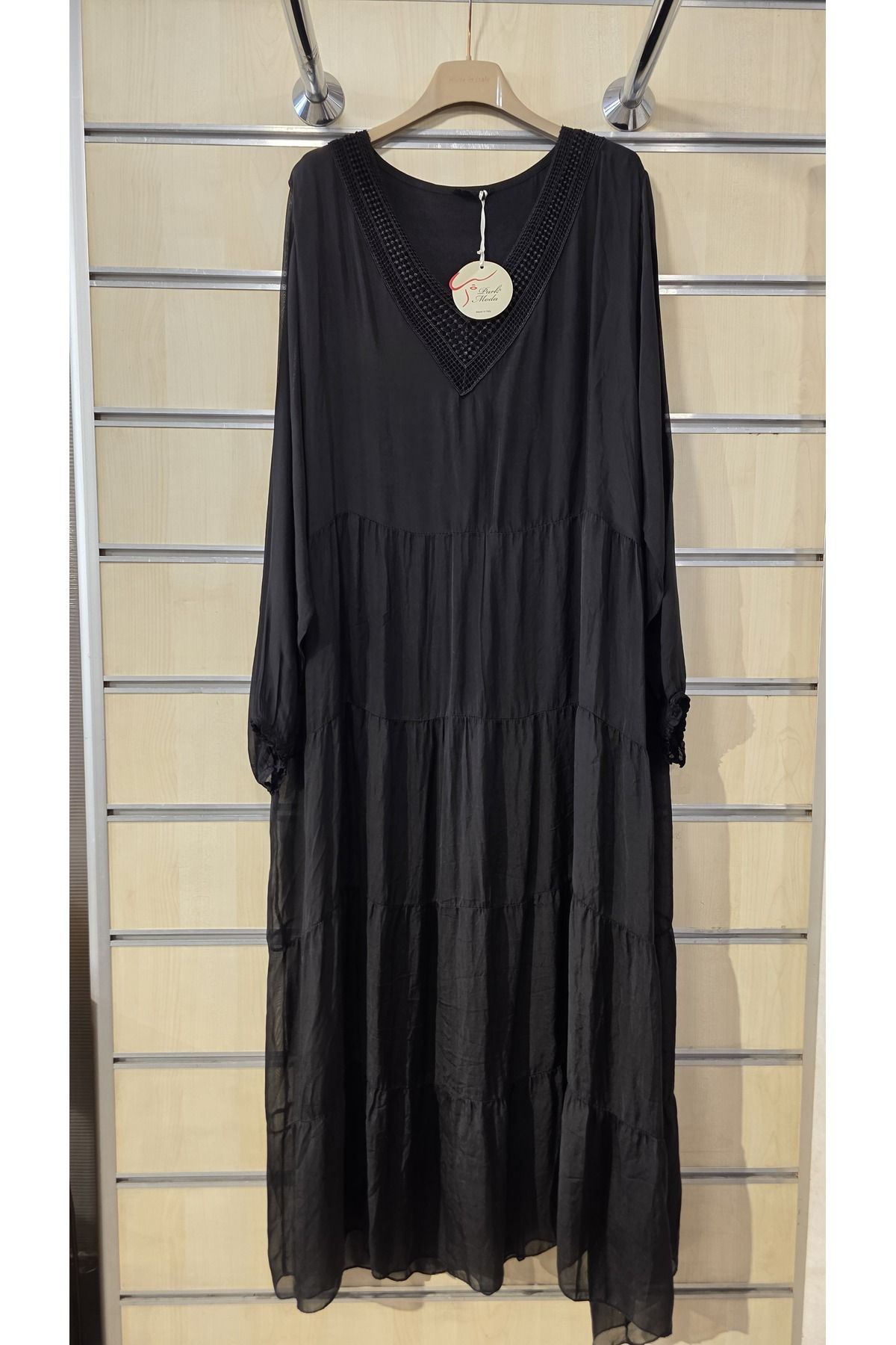 Park Moda İtalyan İpek Elbise Dantel Yaka