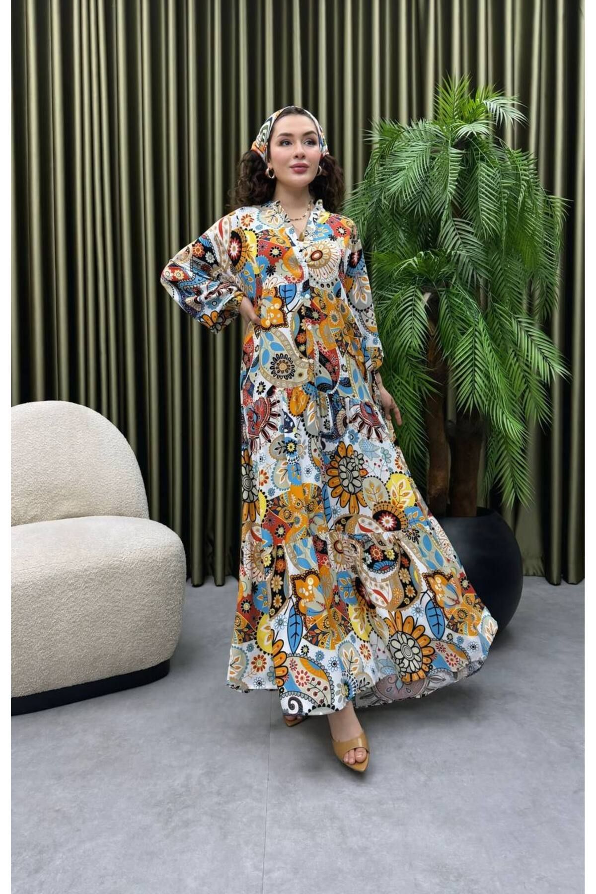 Butik Viskon Baskılı Elbise