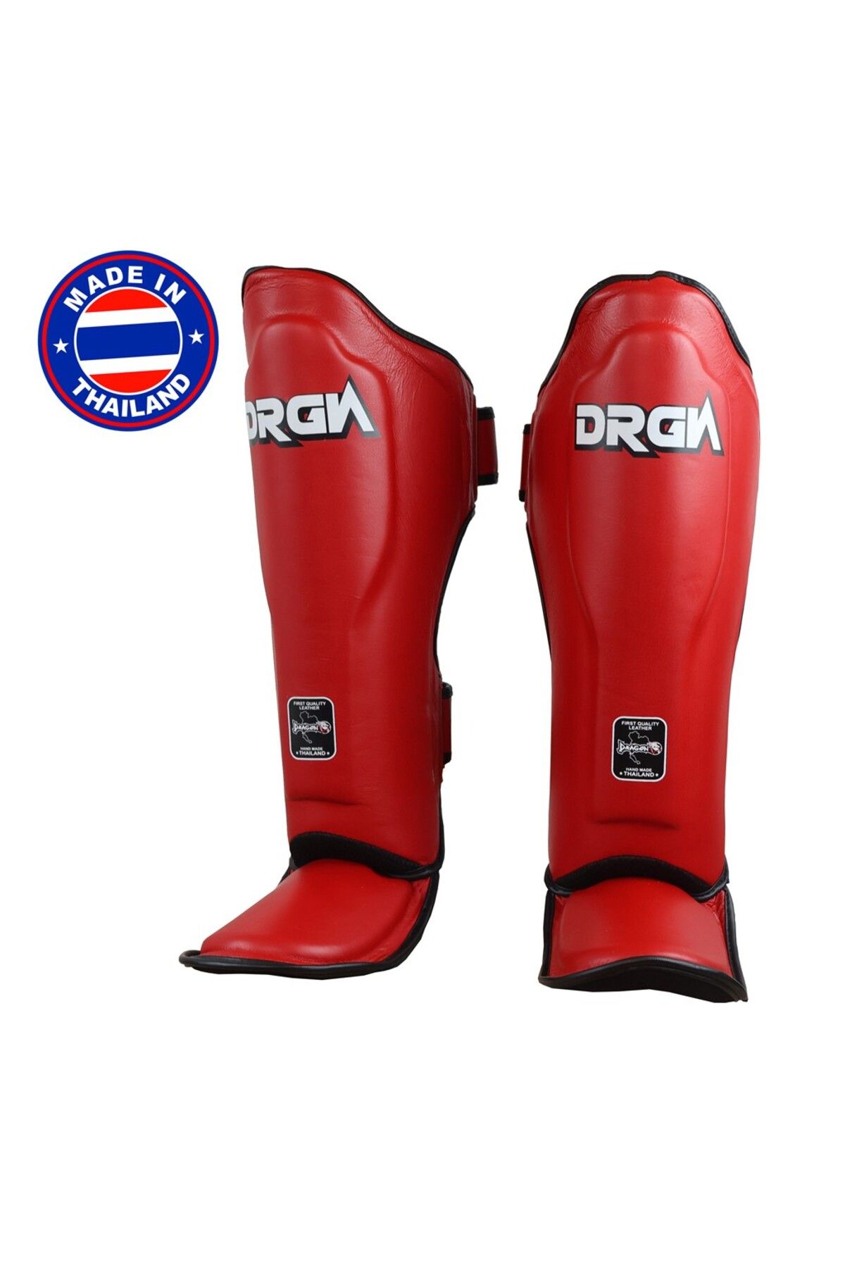 Dragondo DRGN-T51 Hakiki Deri Kaval Koruyucu Kırmızı Profesyonel kickboks Kaval Koruyucu