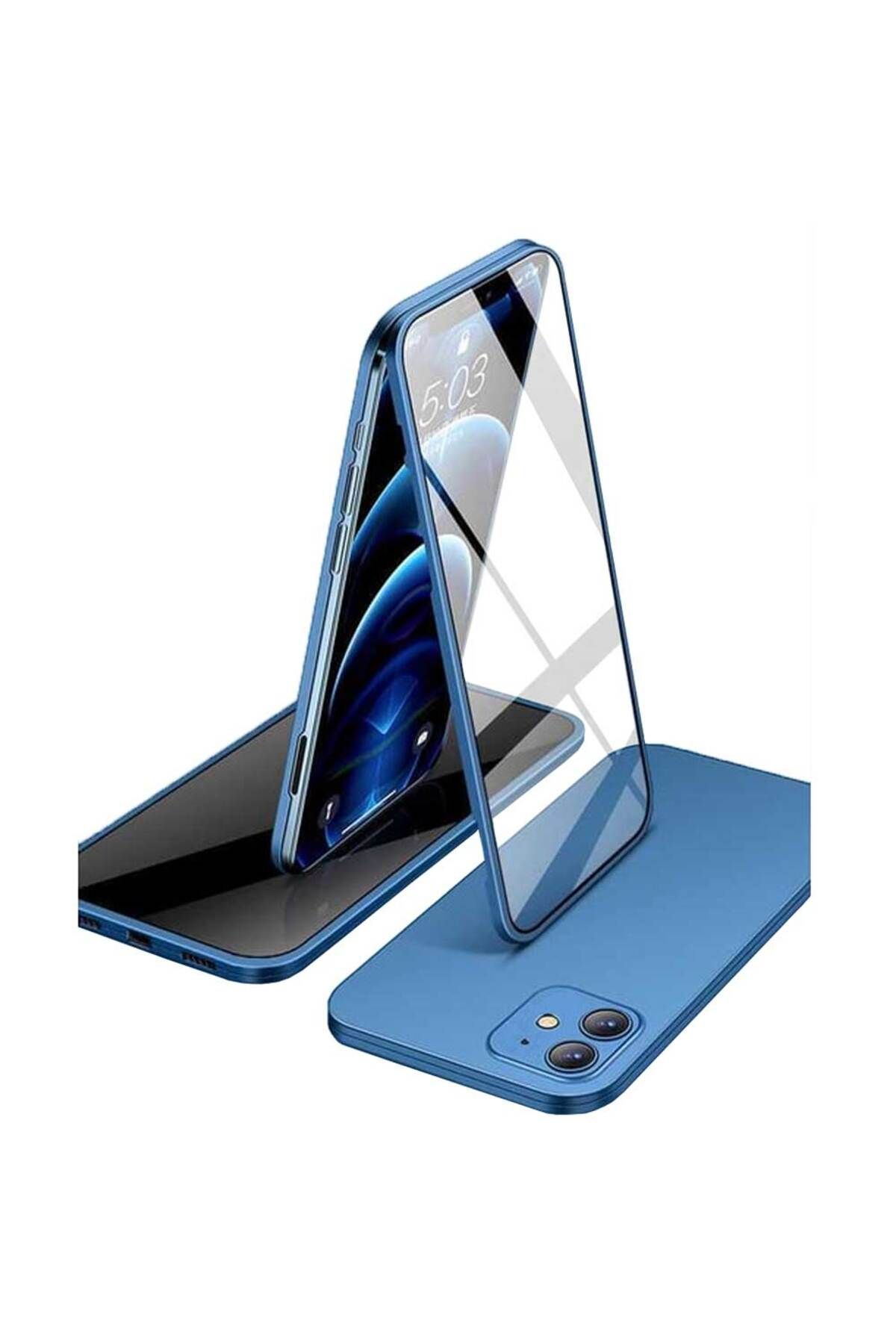 Smart Tech Apple iPhone 12 Uyumlu 360 Derece Tam Kaplayan Cam Kapak Kılıf