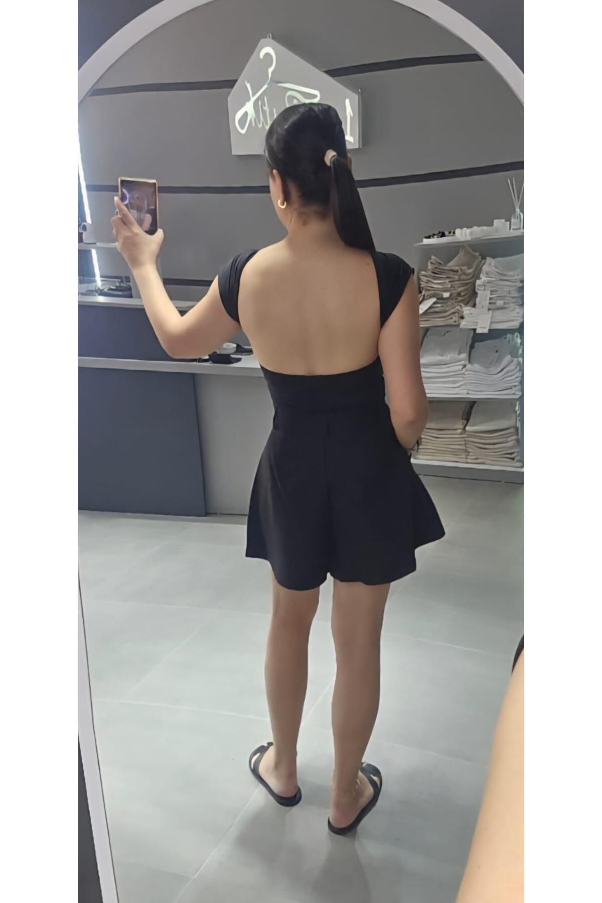 Basic & me SİYAH SIRT DEKOLTELİ BLUZ