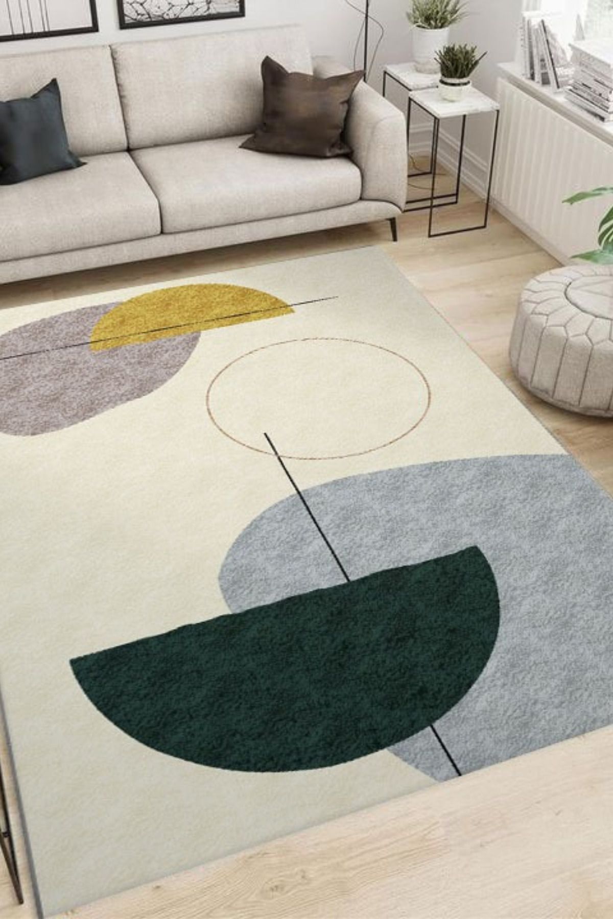 DERAS HOME Dijital Baskı Yıkanabilir Kaymaz Taban Salon Halısı Yolluk