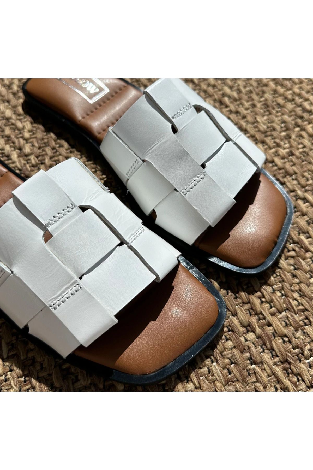 H&K GLOW Hakiki Deri Örgü Model Terlik