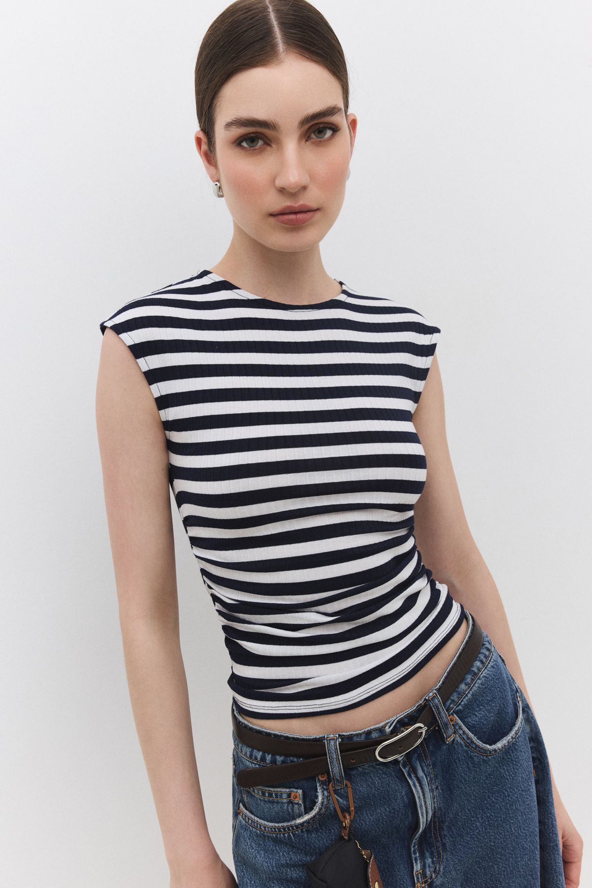 No Matter What Çizgili Basic Kolsuz Top