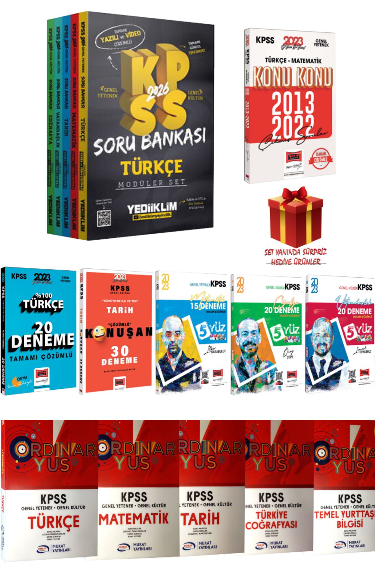 Yediiklim Yayınları 2026 KPSS Modüler Set Soru Bankası+Çıkmış Sorular+ Yargı Deneme Seti+Odinaryus Modüler Konu Anlatımı