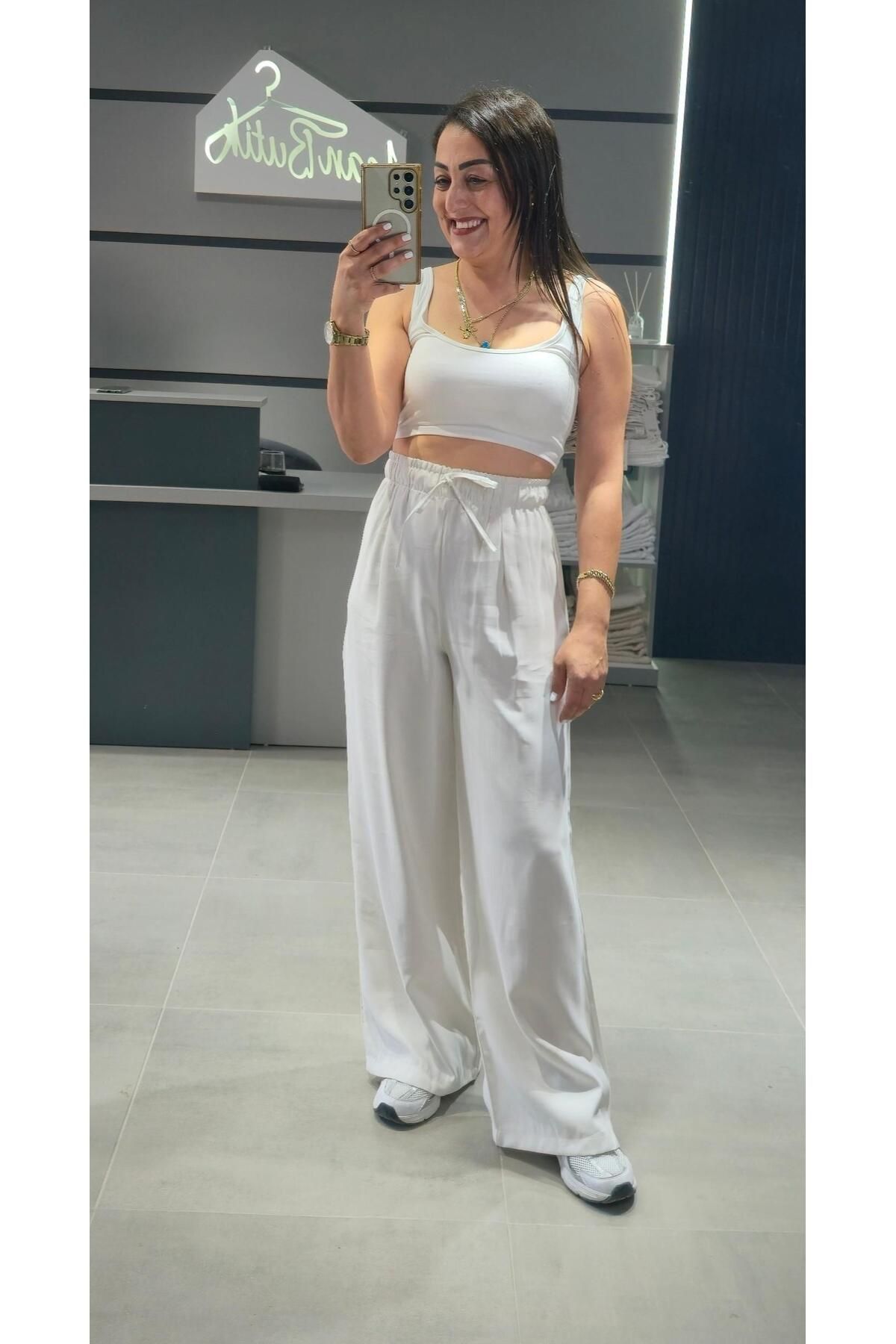 Basic & me BEYAZ KETEN PANTOLON