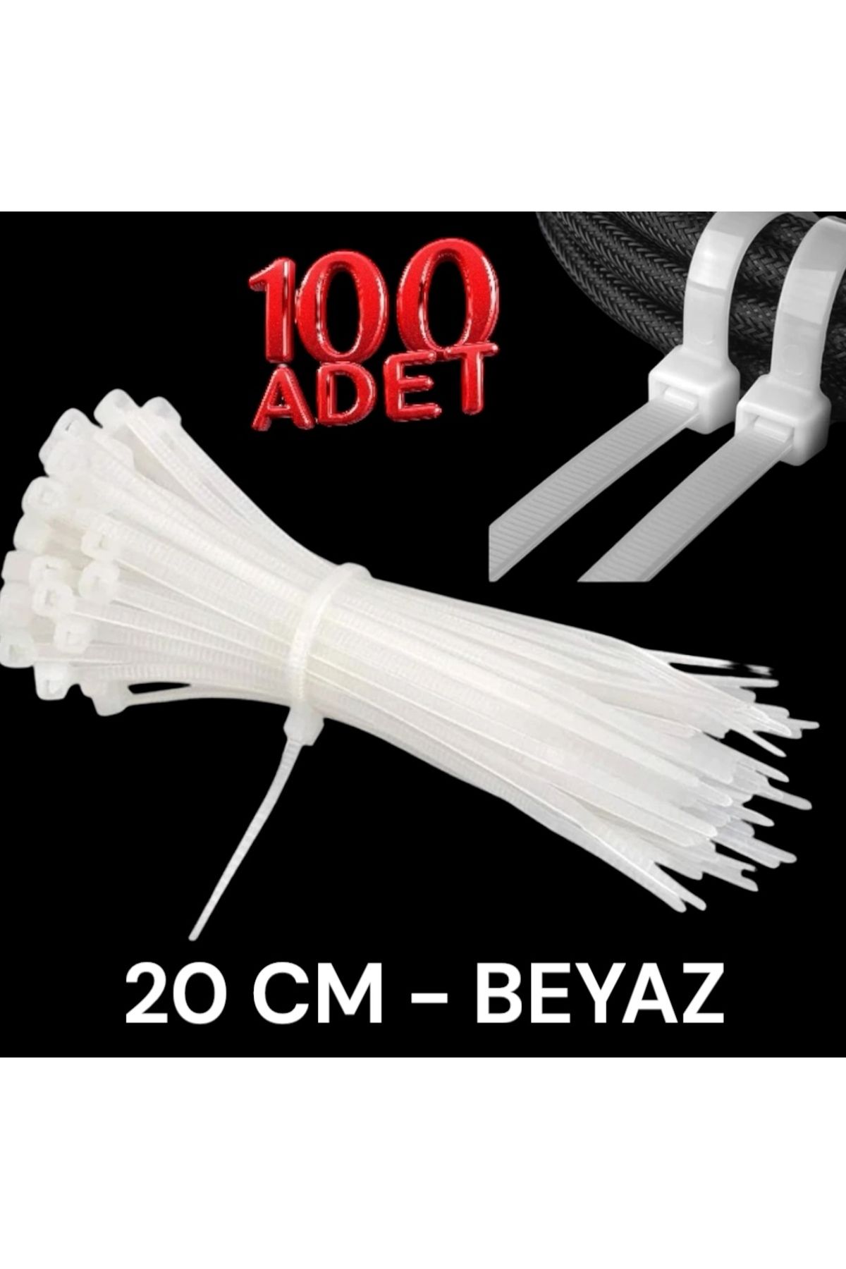 Bymag Zenith 3.6x200 Beyaz Renk Cırt Kelepçe , Kablo Bağı