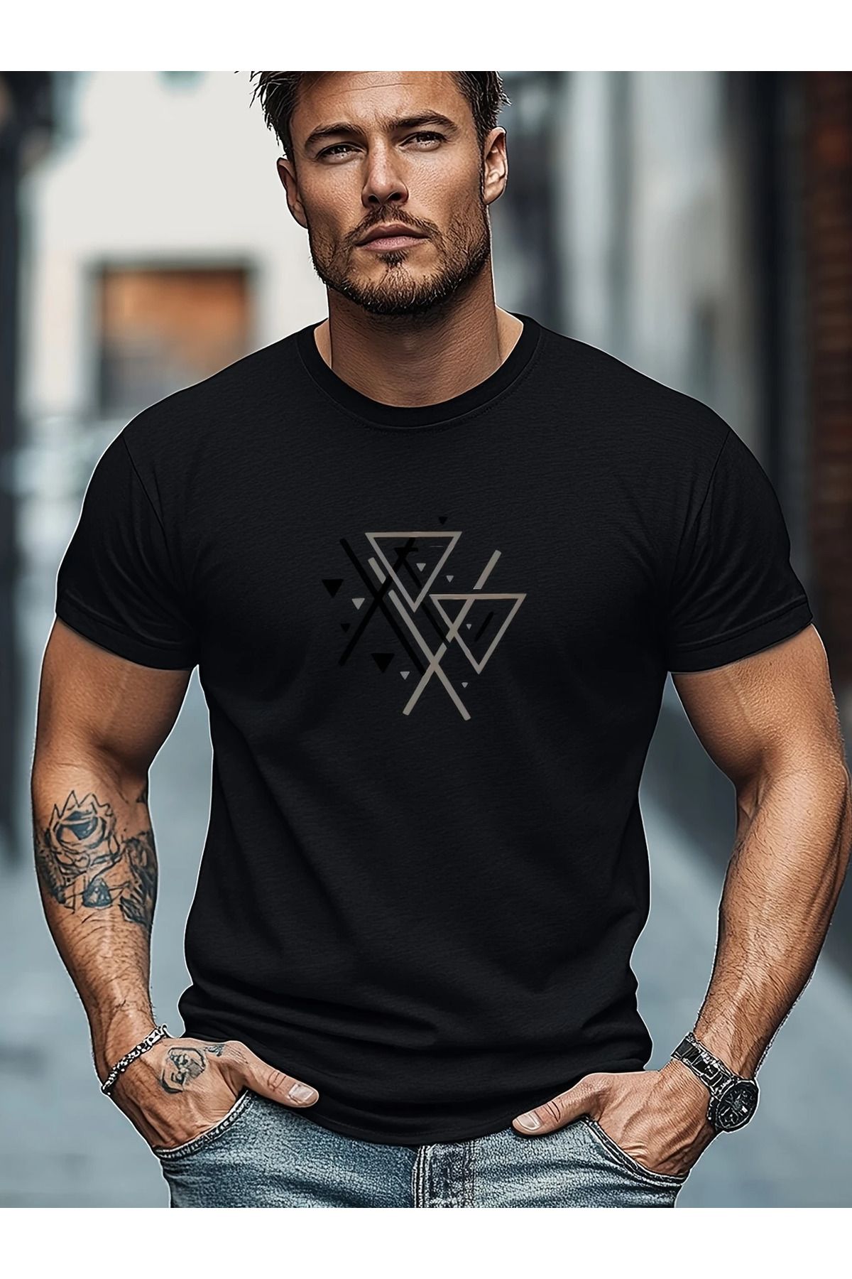 LUNAVISTA Shapes Baskılı Bisiklet Yaka Kısa Kol T-shirt
