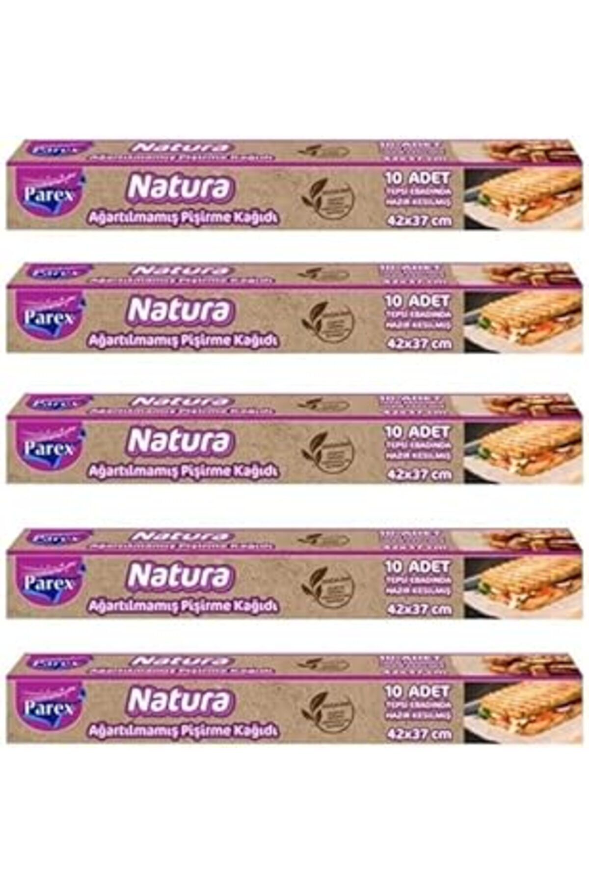 Pazarcan Parex Natura Ağartılmamış Hazır Pişirme Kağıdı 10 Yaprak X 5 Paket