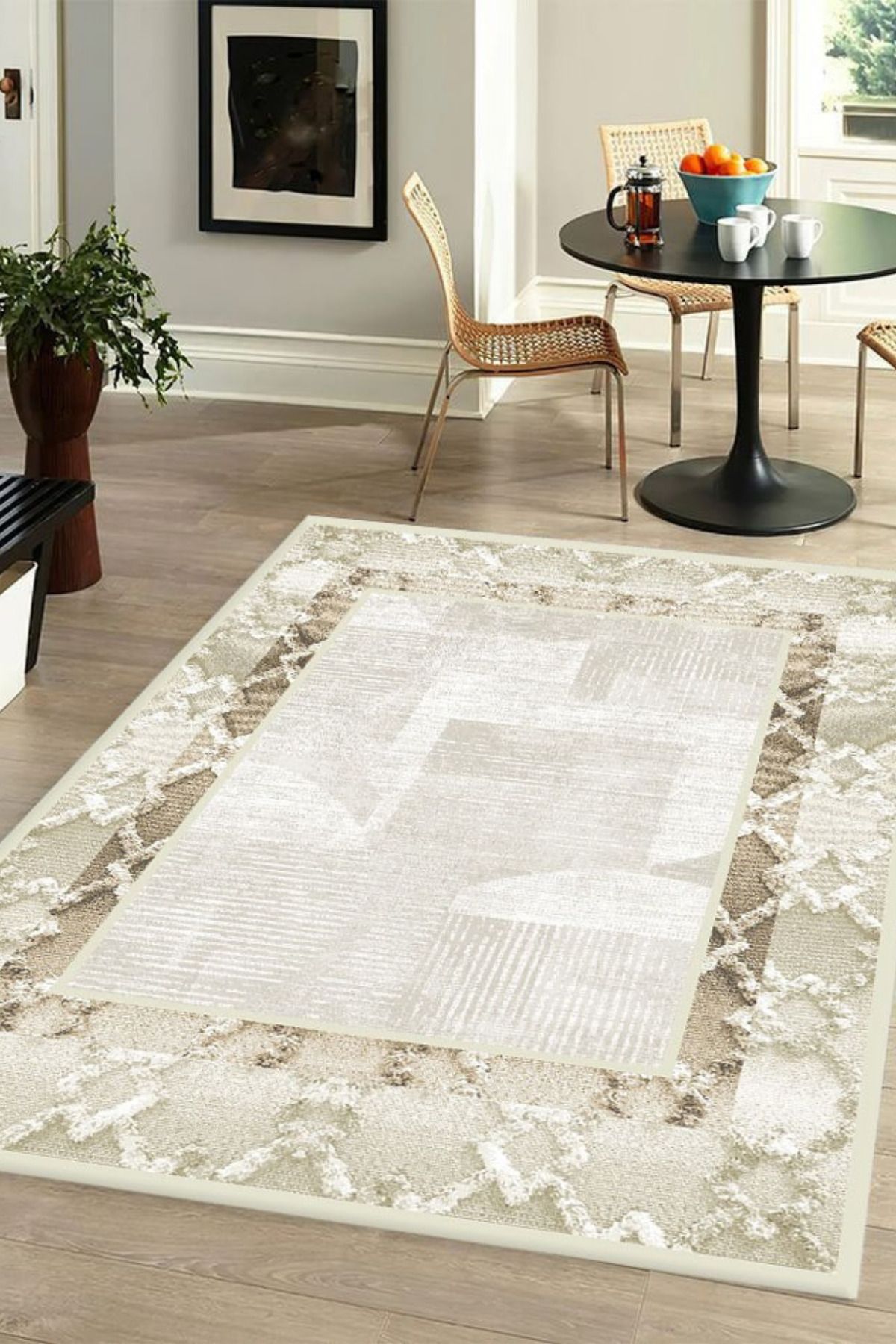 DERAS HOME Dijital Baskı Yıkanabilir Kaymaz Taban Salon Halısı Yolluk