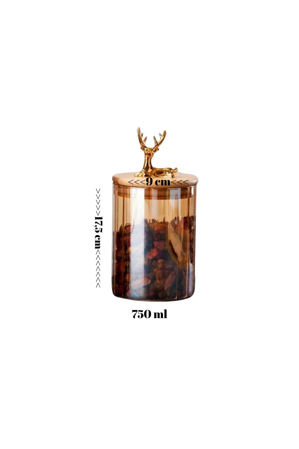 Grossberg Coffee 1 Adet Borosilikat Cam Saklama Kabı Vakumlu 750 ml (Boy 17,5 cm heykel dahil,En 9 cm)