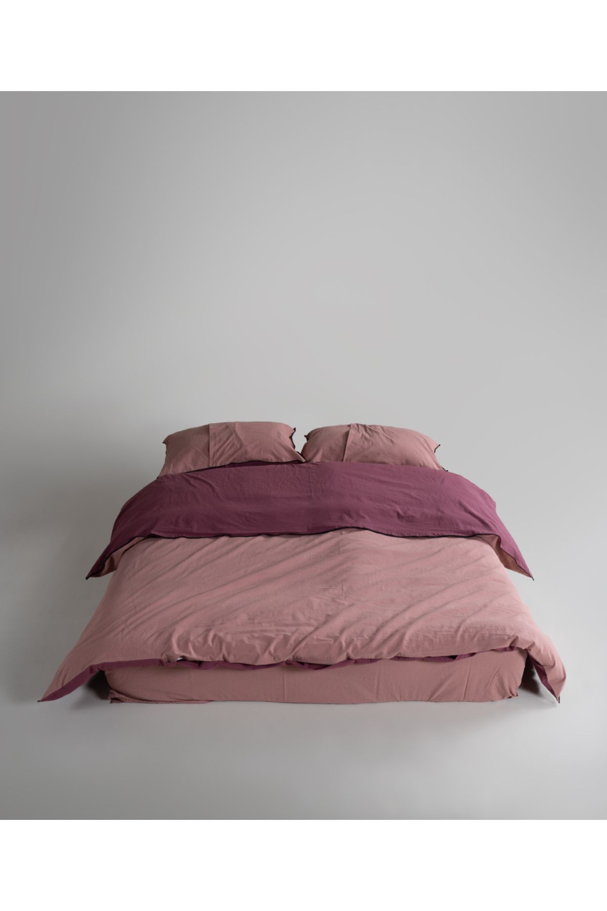 LİMASSO Essualte Doubleface %100 Pamuk Nevresim Takımı Old Rose - Raspberry