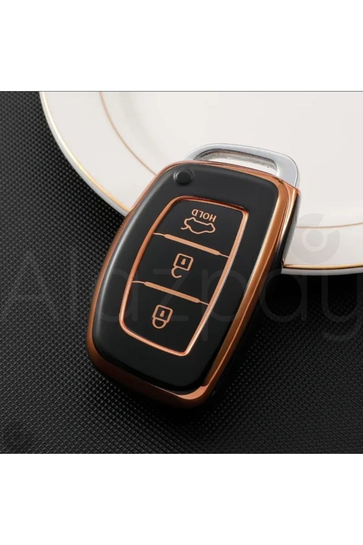 Alazpay Hyundai Tucson Bayon Elantra Accent IX35 İ10 İ20 İ30 İ40 TPU Anahtar Kılıfı (Siyah - Sustasız)