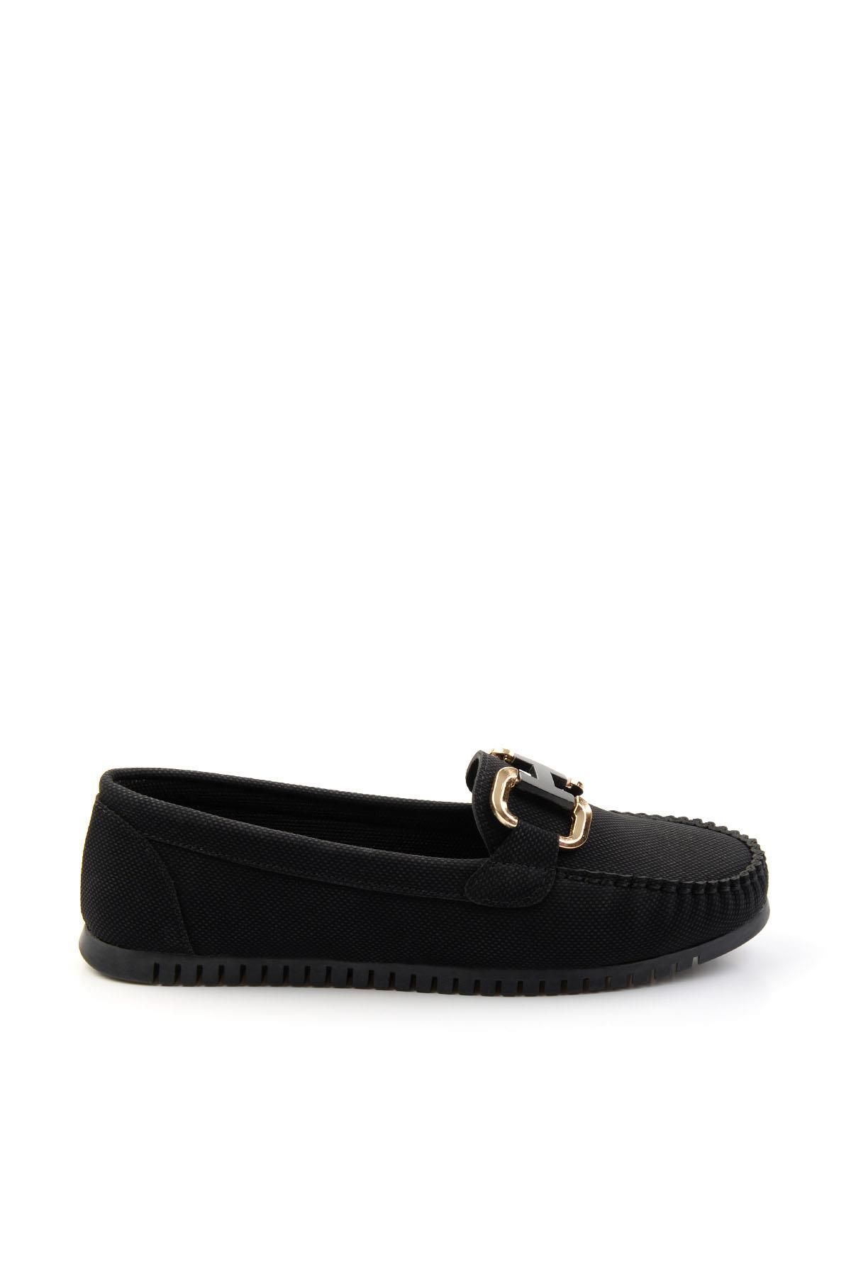 Bambi Siyah Kot Kadın Loafer Ayakkabı