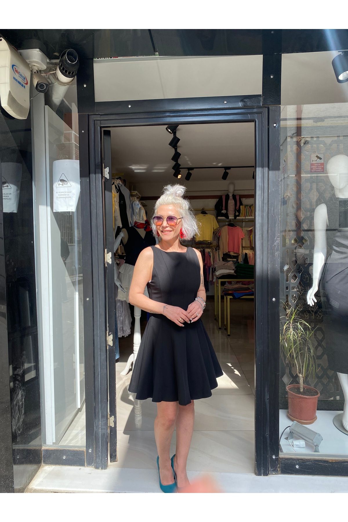 özlem adaşoğlu boutique KAYIK YAKA GODELİ MİNİ ELBİSE