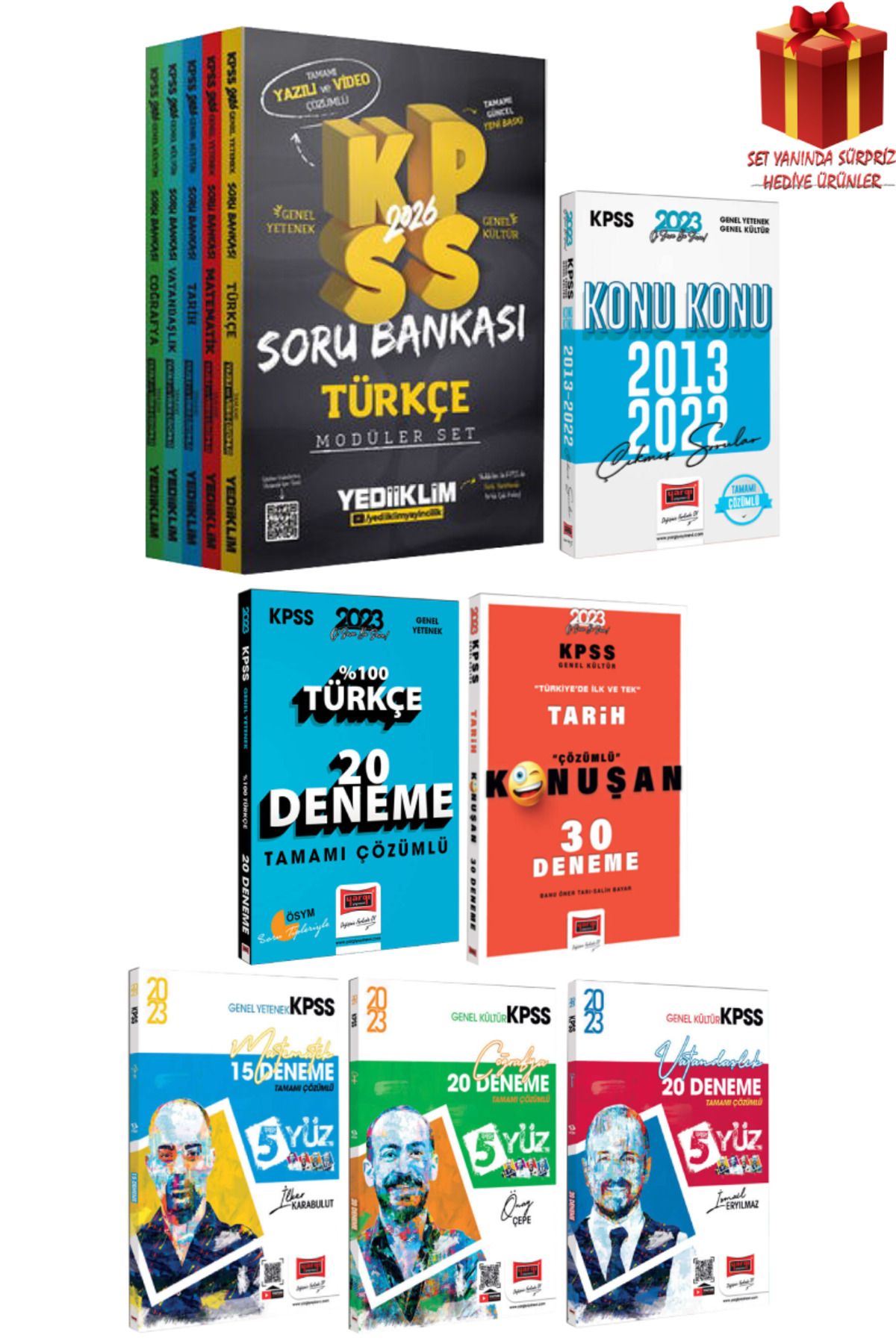 Yediiklim Yayınları 2026 KPSS Modüler Set Soru Bankası+ Türkçe Matematik Çıkmış Sorular+Yargı Deneme Seti+Sürpriz Hediye