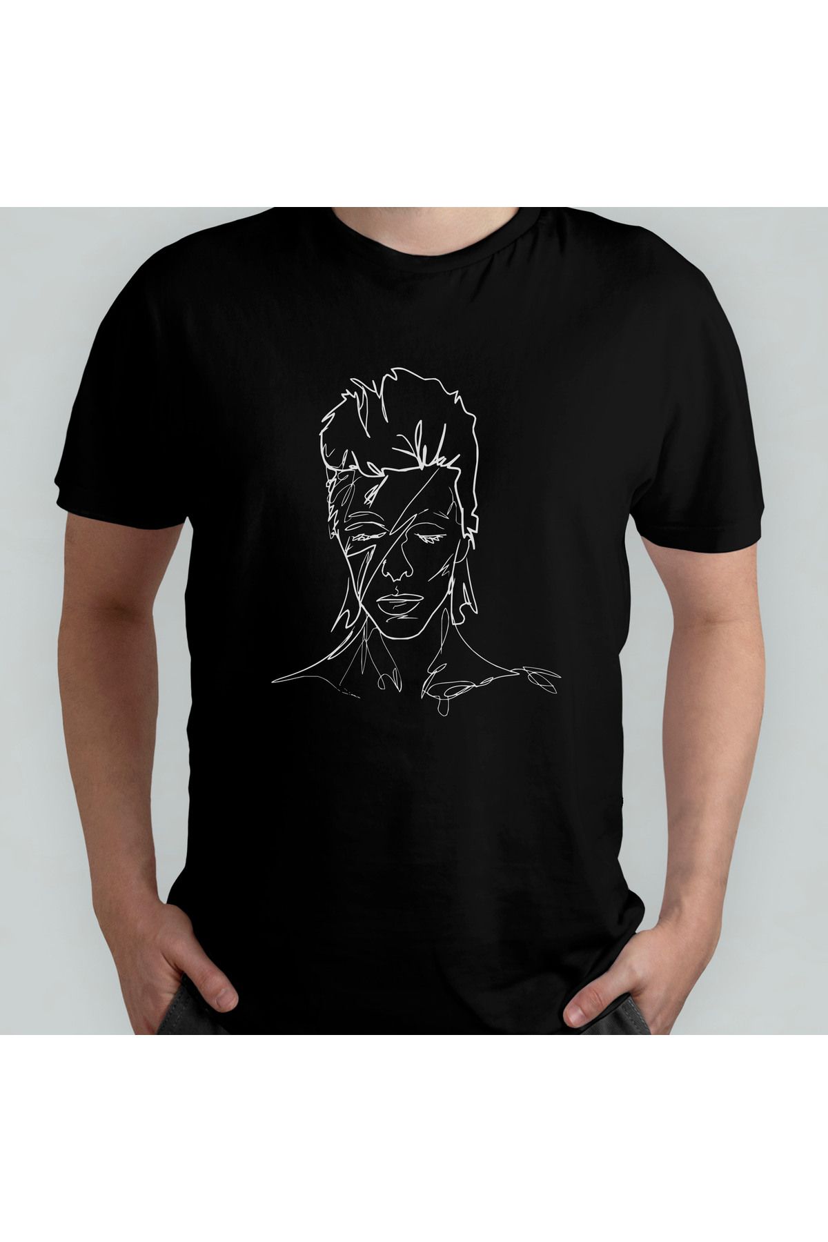 Pixxa David Bowie Unisex %100 Pamuklu Bisiklet Yaka T-Shirt Model 1