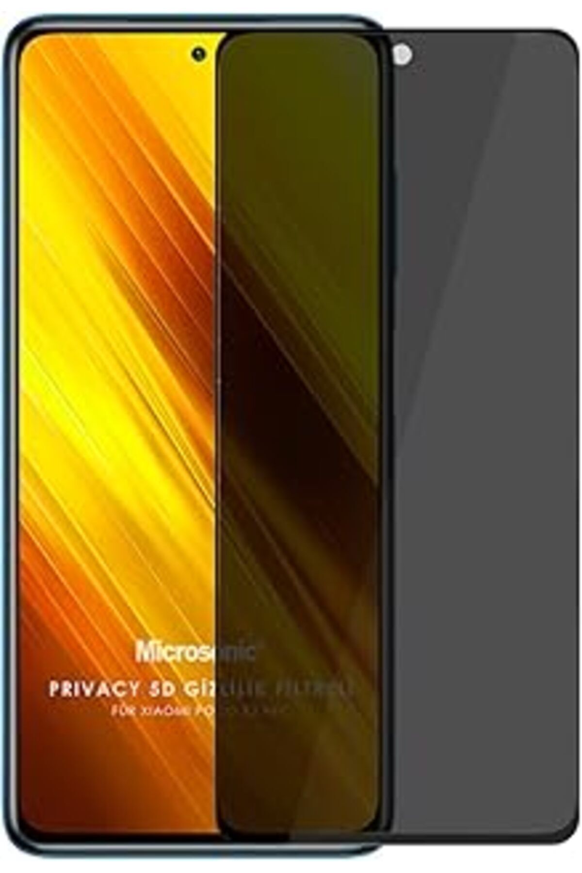 Pazarcan Microsonic Xiaomi Poco X3 Pro Privacy 5D Gizlilik Filtreli Cam Ekran Koruyucu Siyah